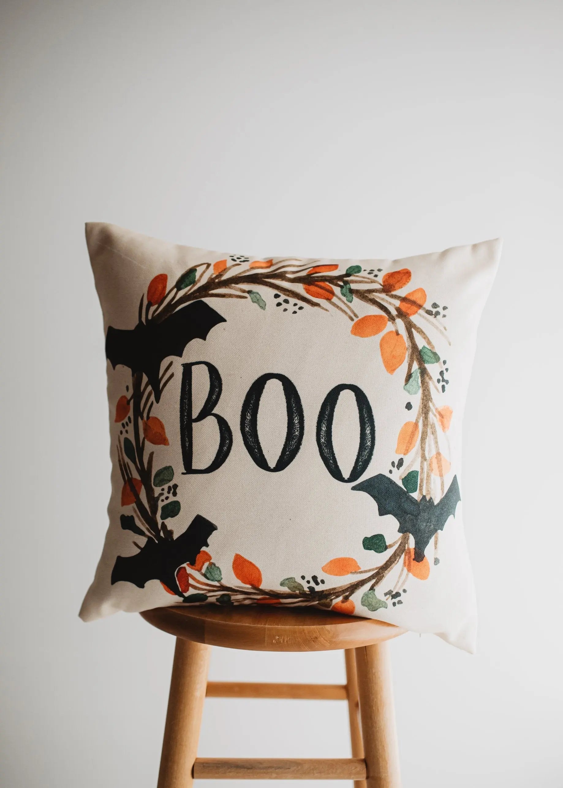 Boo Halloween Wreath Pillow Cover | Fall decor | Farmhouse Pillows | Country Decor | Fall Throw Pillows | Cute Throw Pillows | Gift for her UniikPillows