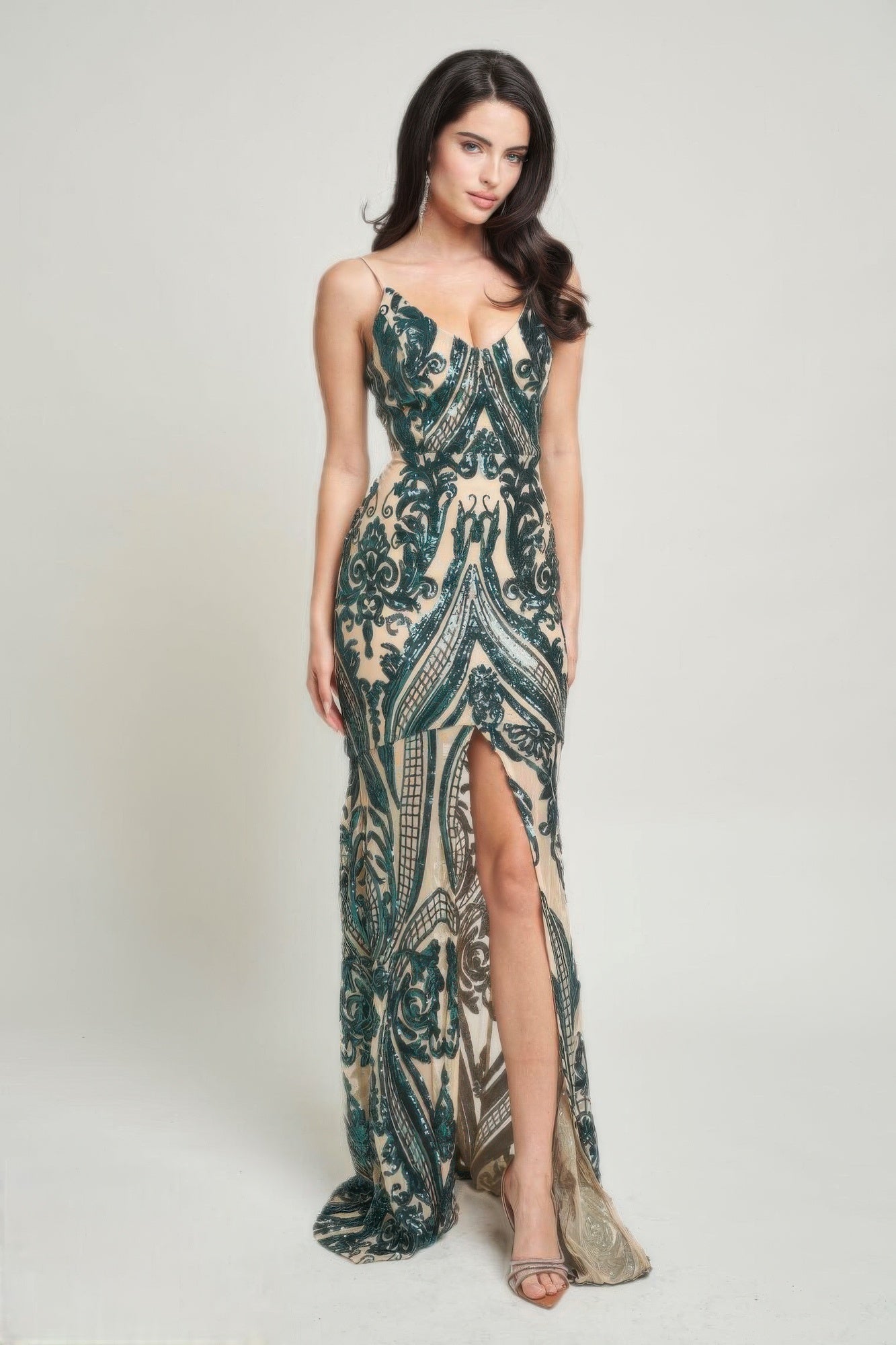 Art Deco Sequins Maxi Dress by OyeraCharisma