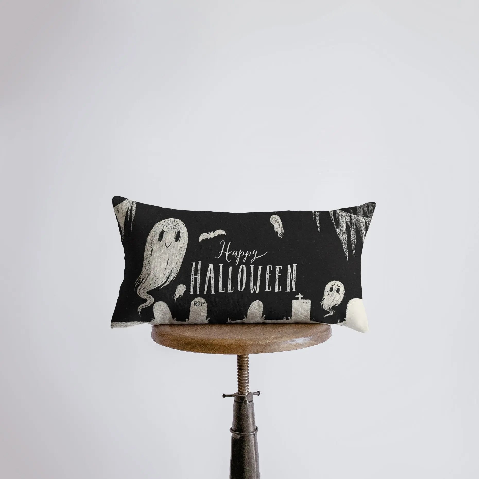 Happy Halloween Black Pillow Cover | 18x12 | Modern Farmhouse | Primitive Decor | Home Decor | Lumbar Pillow | Sofa Pillows | Gift For Her UniikPillows