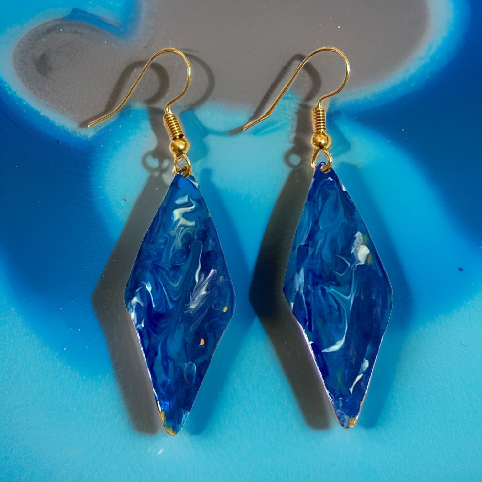 Blue Marble Wavy Lures of Love Earrings by The Urban Charm