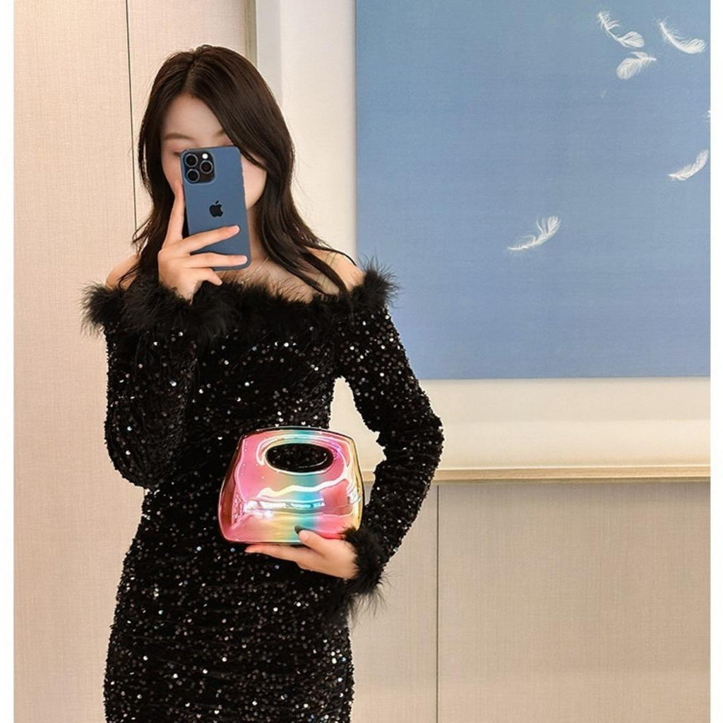 Acrylic square box clutch bag by OyeraCharisma