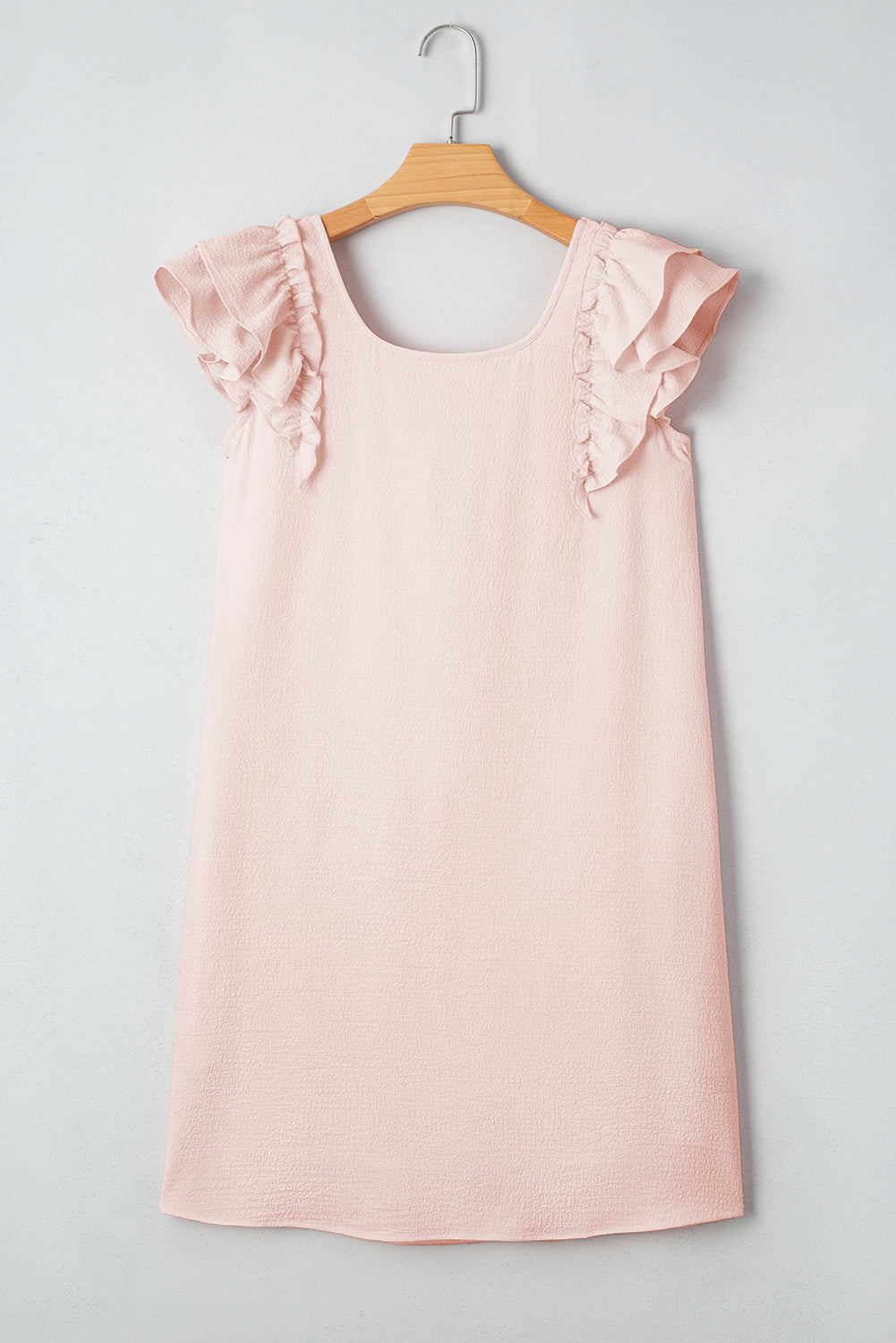 Abigail Textured Flutter Sleeve Bow Back Mini Dress by Threaded Pear