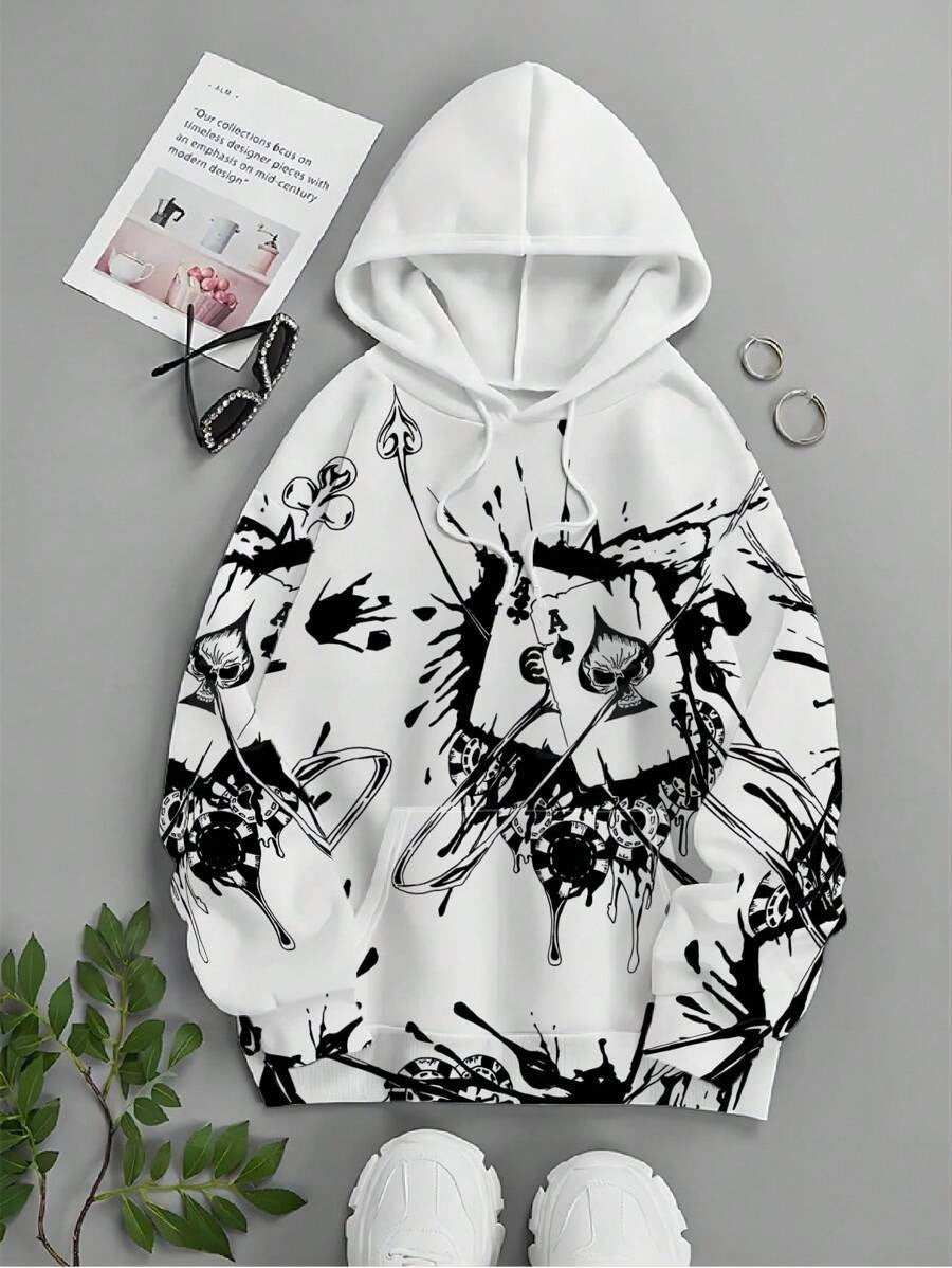 Gambler Ink Playing Cards 3D Digital Printing Hoodie by 510_Athletics LLC