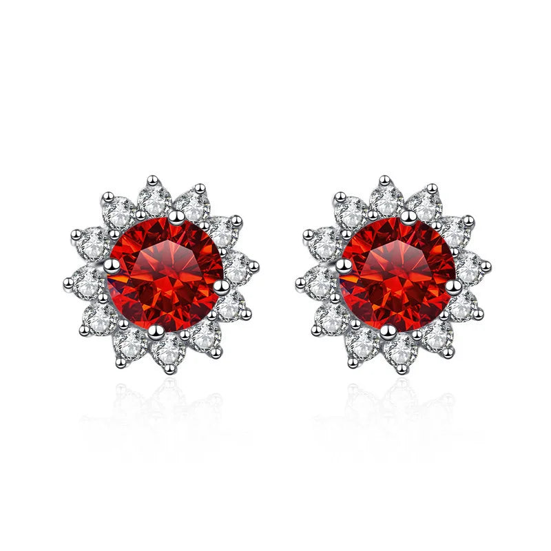 1 Ct D Color Moissanite Earrings 925 Sterling Silver Sunflower Studs For Women Wedding