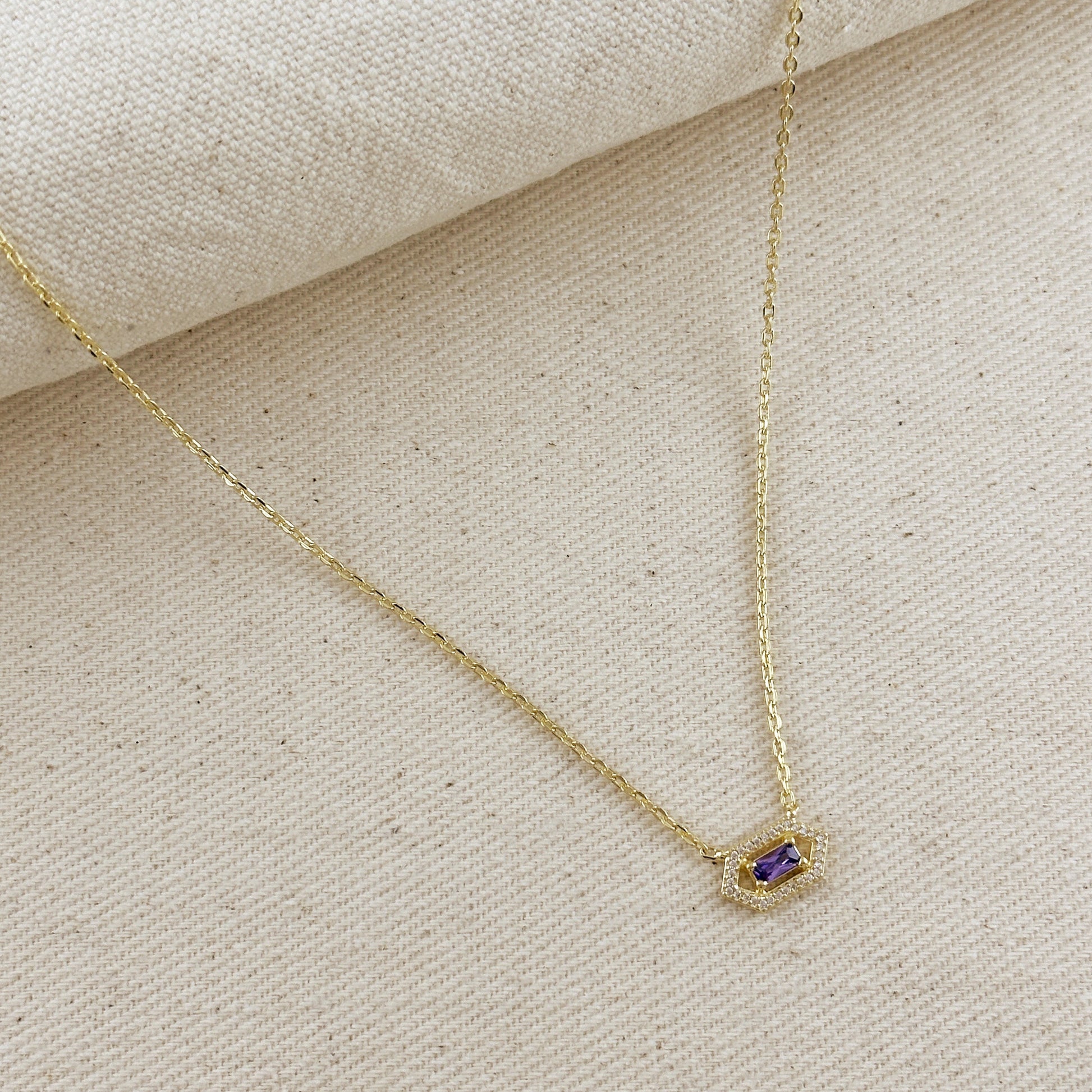 18k Gold Filled Fancy Birthstone Baguette Necklace by GoldFi