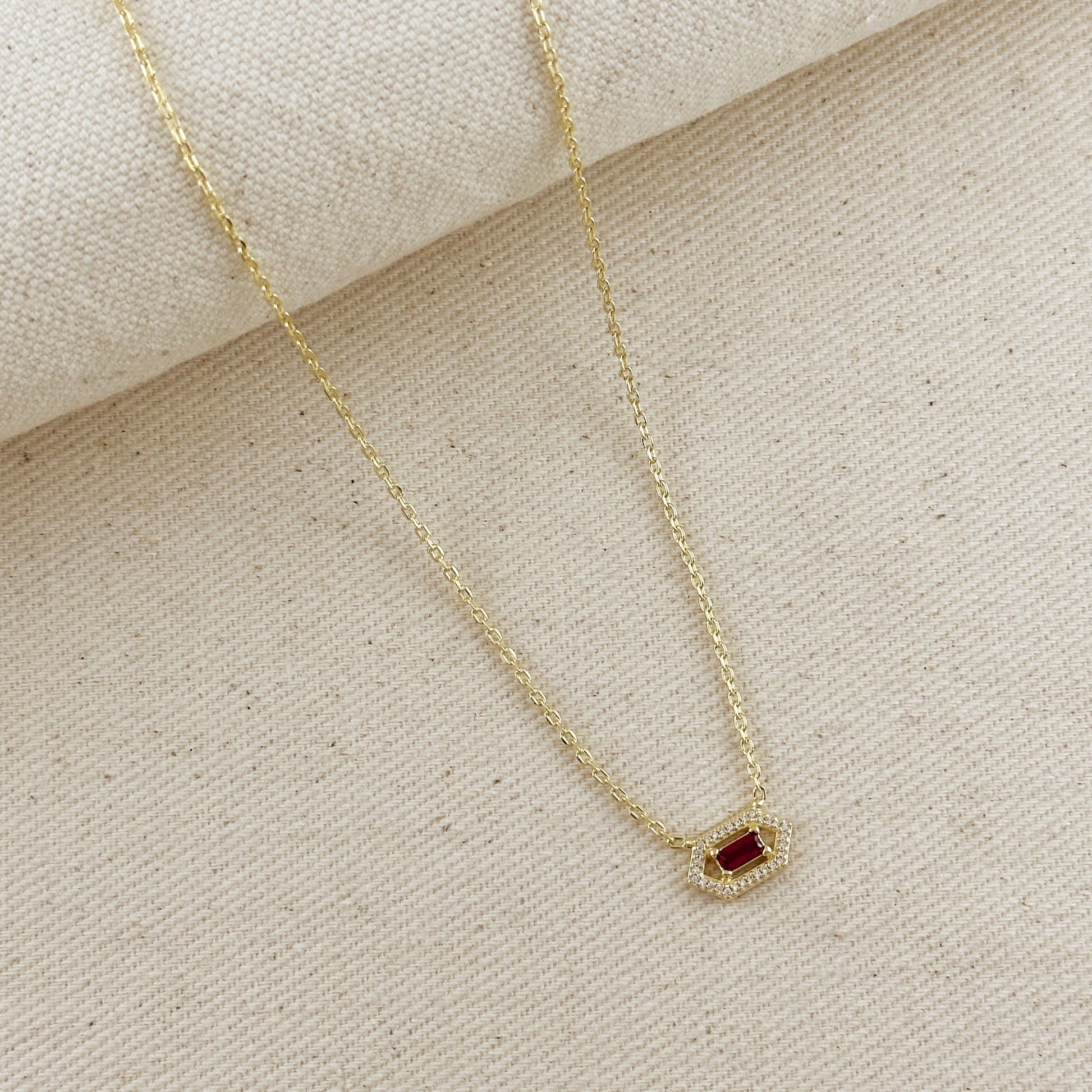 18k Gold Filled Fancy Birthstone Baguette Necklace by GoldFi