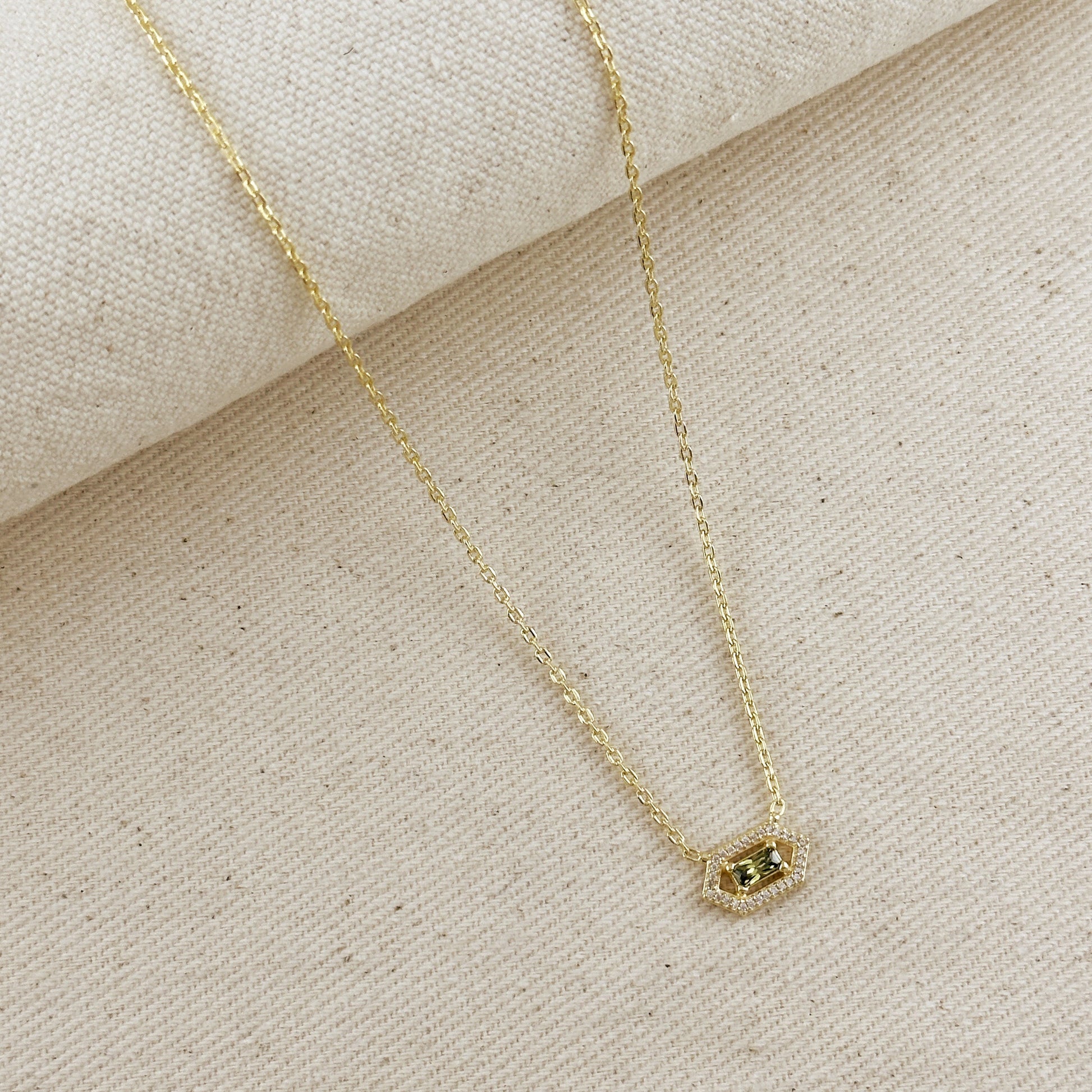 18k Gold Filled Fancy Birthstone Baguette Necklace by GoldFi