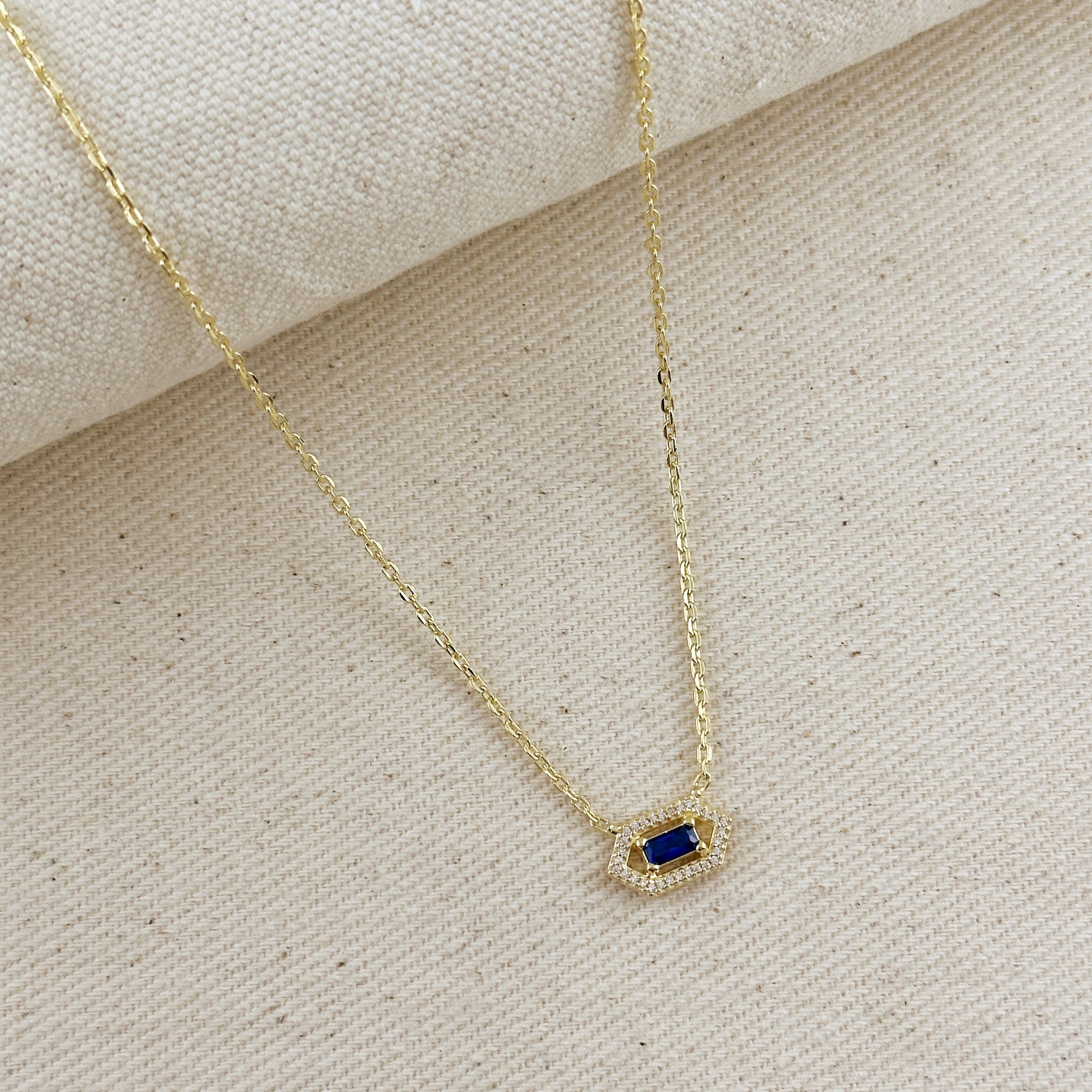 18k Gold Filled Fancy Birthstone Baguette Necklace by GoldFi