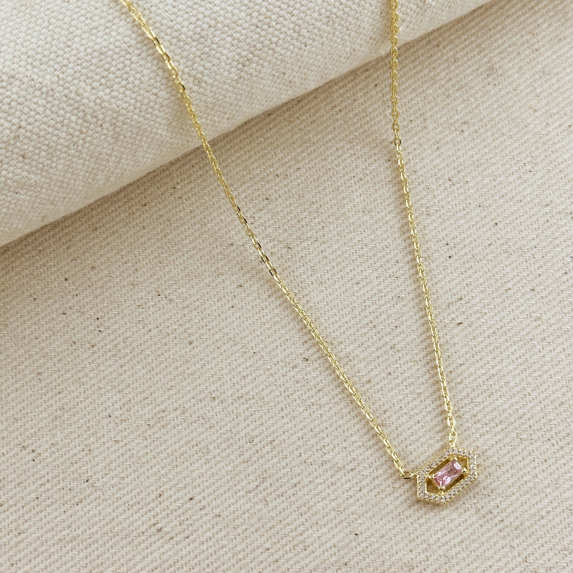18k Gold Filled Fancy Birthstone Baguette Necklace by GoldFi