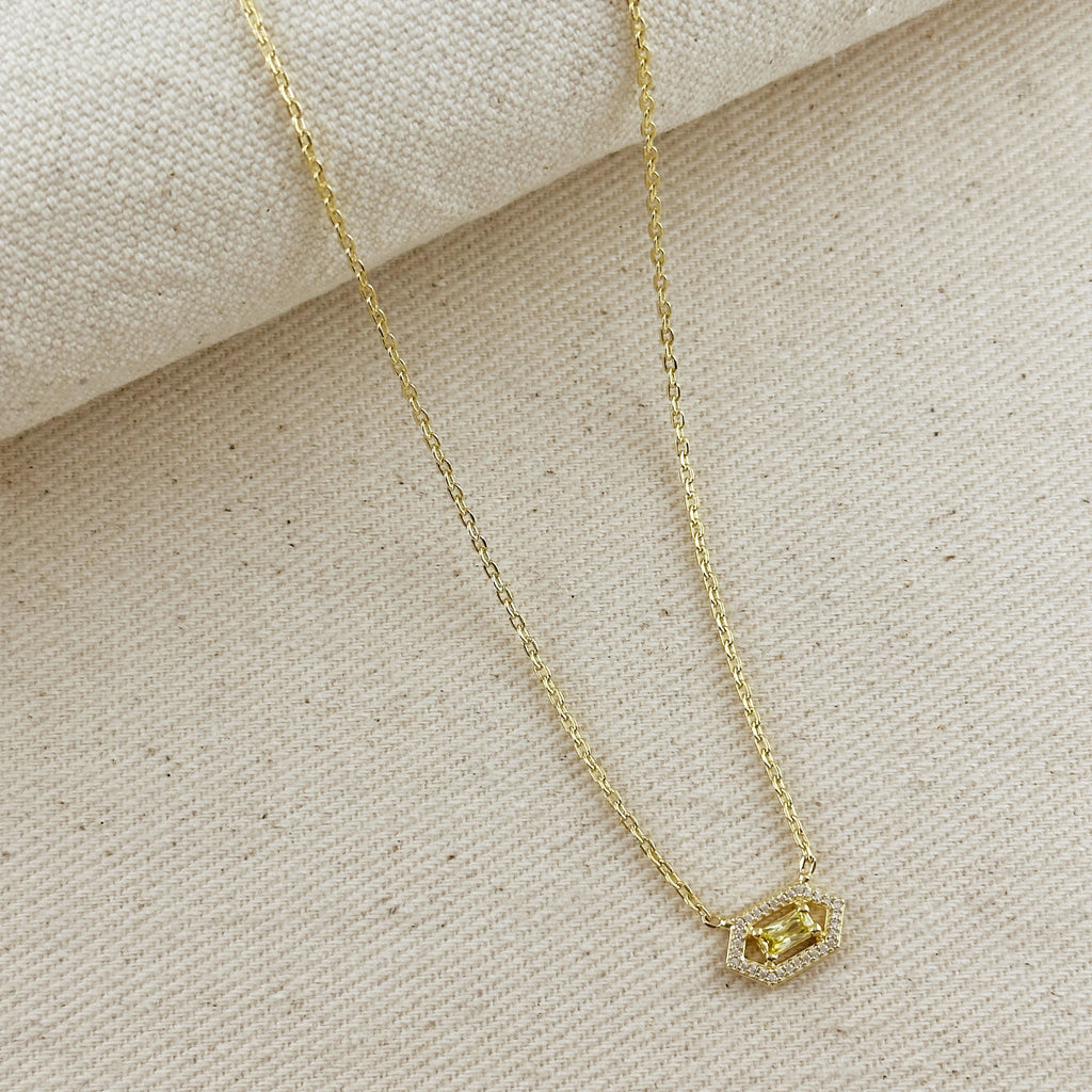 18k Gold Filled Fancy Birthstone Baguette Necklace by GoldFi