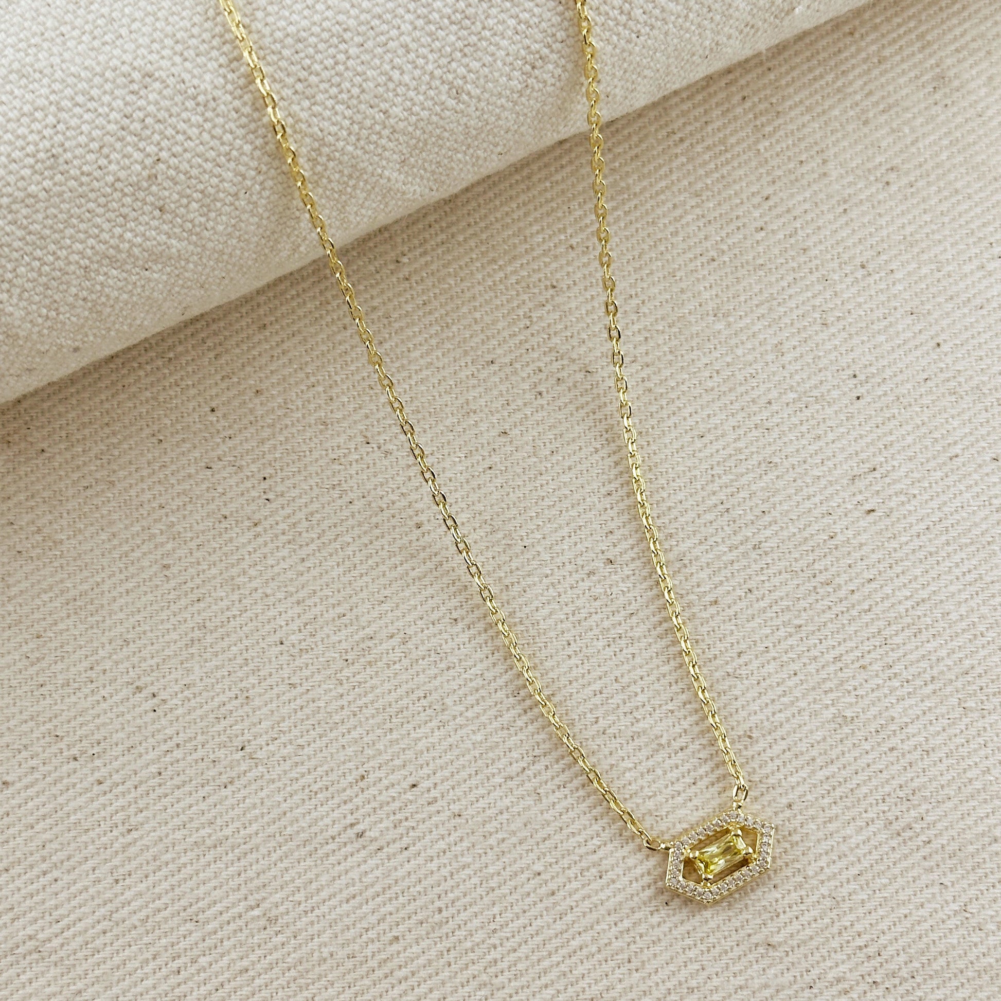 18k Gold Filled Fancy Birthstone Baguette Necklace by GoldFi