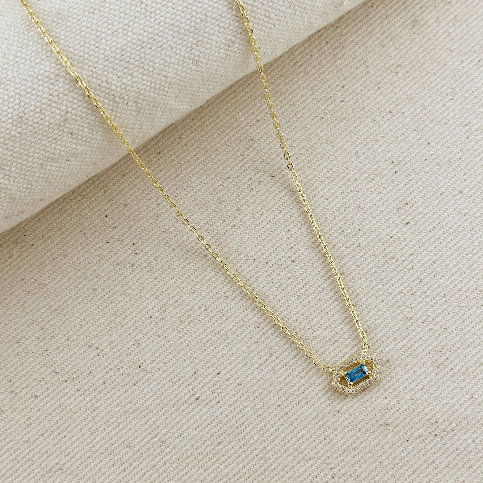 18k Gold Filled Fancy Birthstone Baguette Necklace by GoldFi