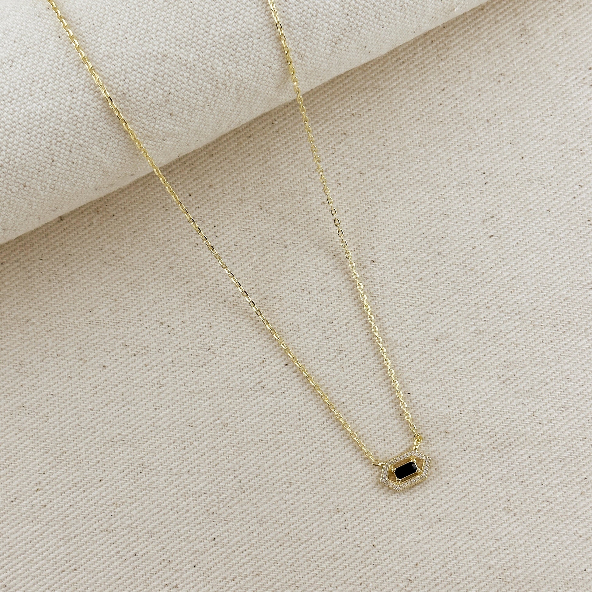 18k Gold Filled Fancy Birthstone Baguette Necklace by GoldFi