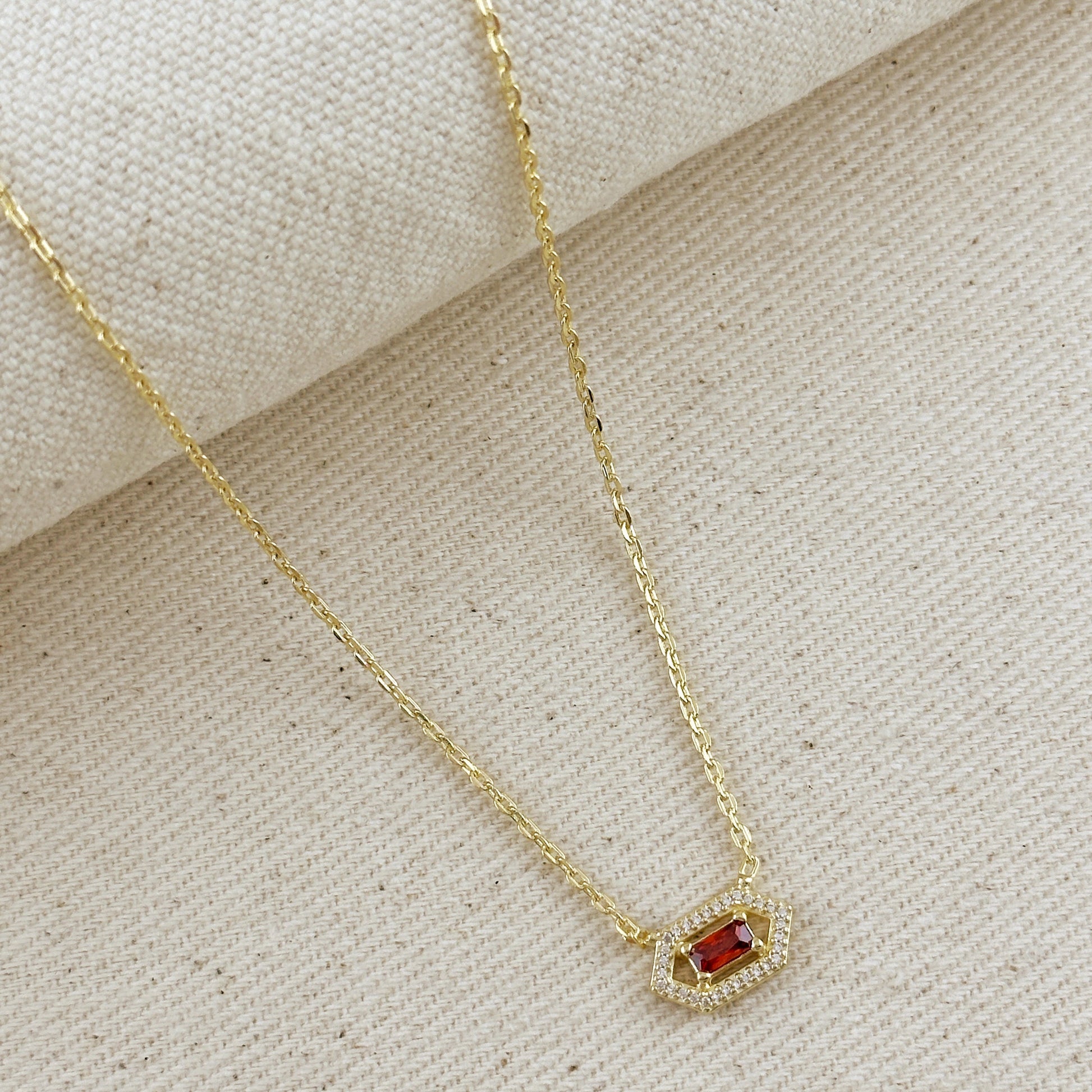 18k Gold Filled Fancy Birthstone Baguette Necklace by GoldFi