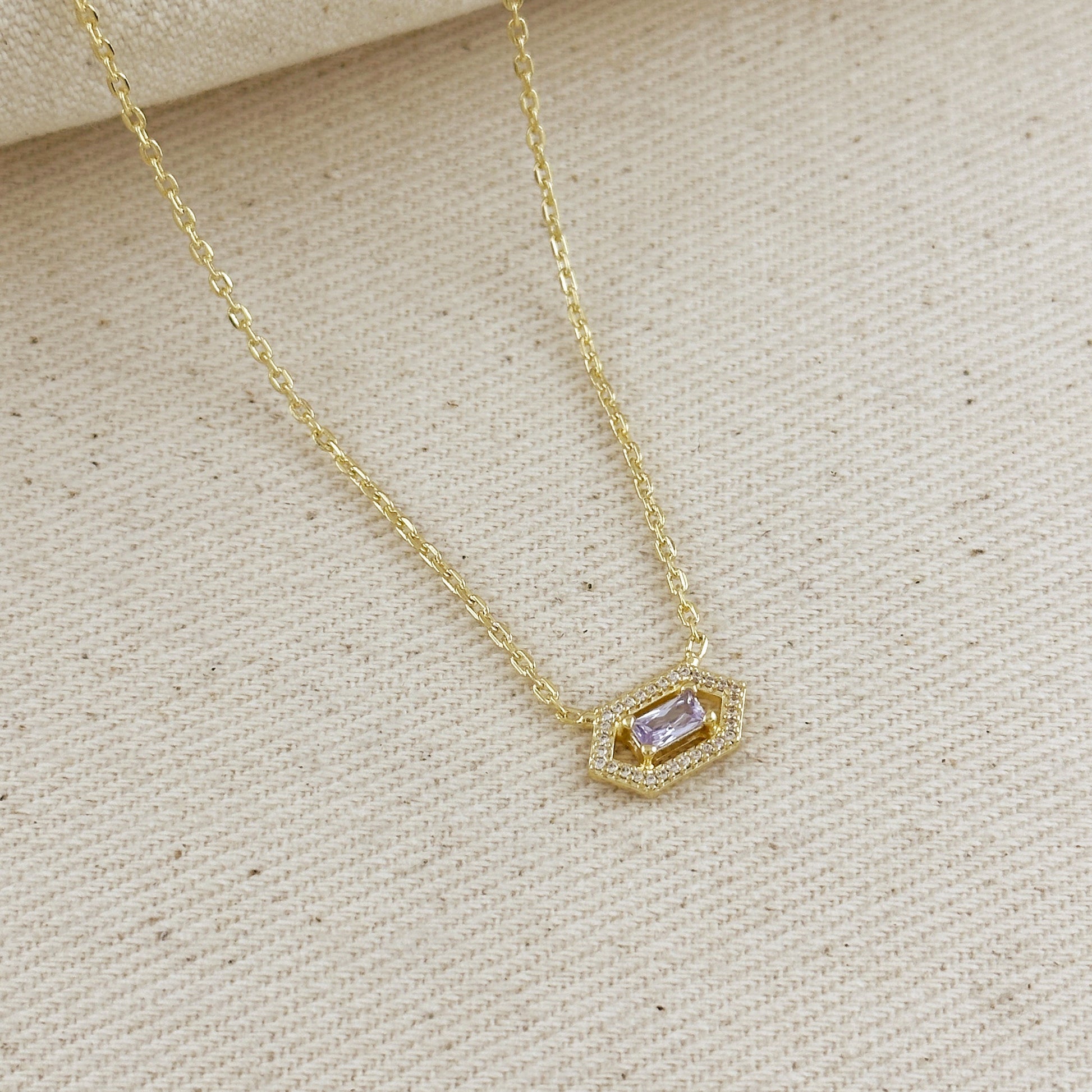 18k Gold Filled Fancy Birthstone Baguette Necklace by GoldFi