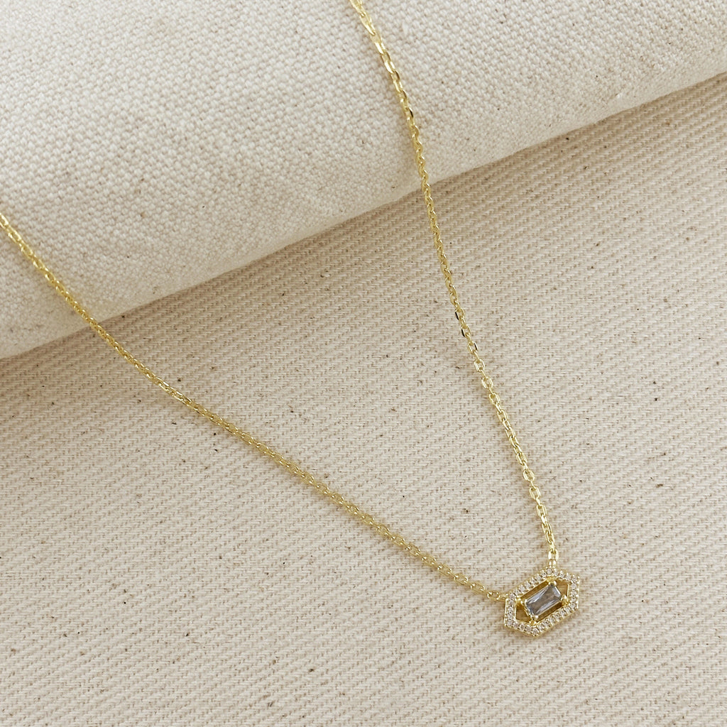 18k Gold Filled Fancy Birthstone Baguette Necklace by GoldFi