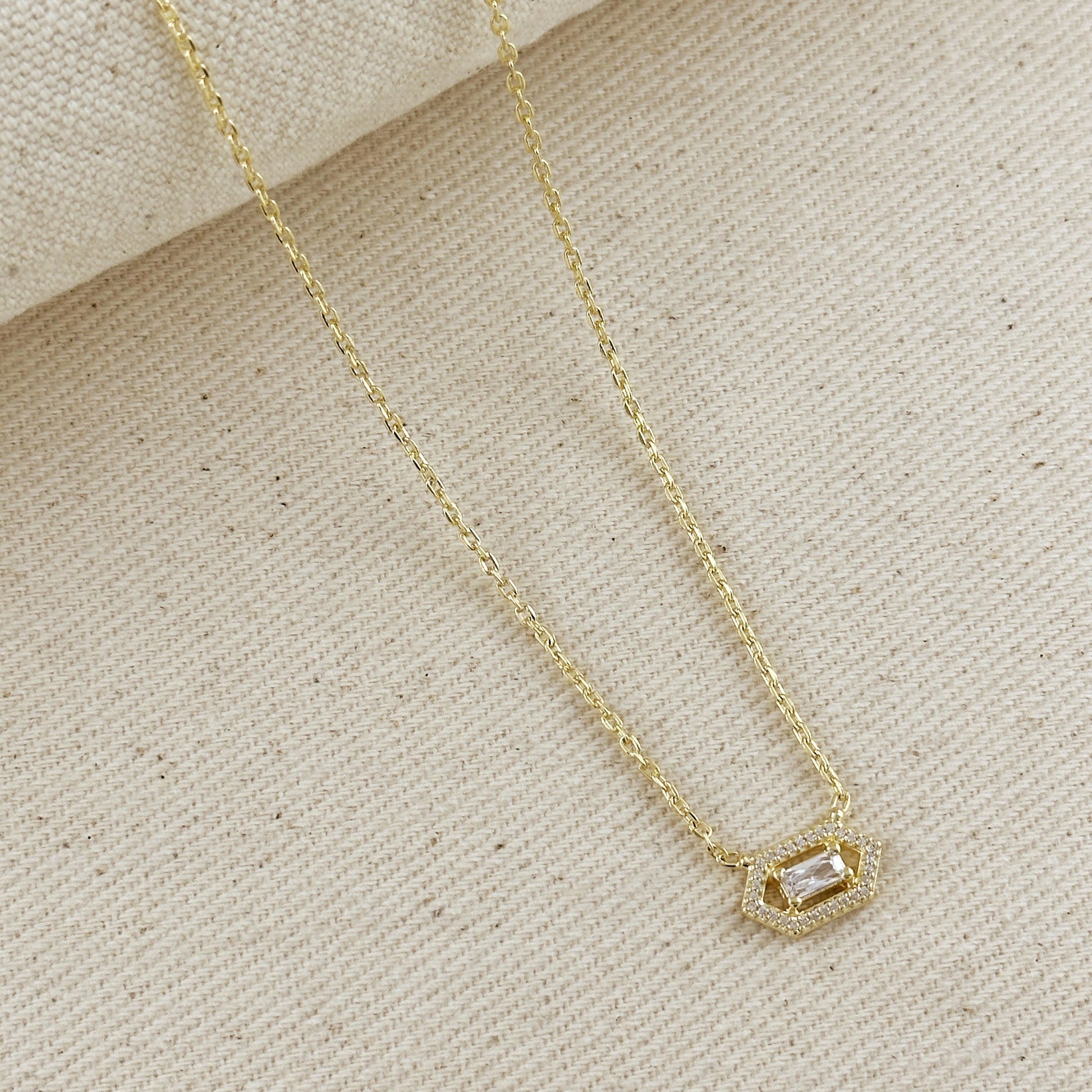18k Gold Filled Fancy Birthstone Baguette Necklace by GoldFi