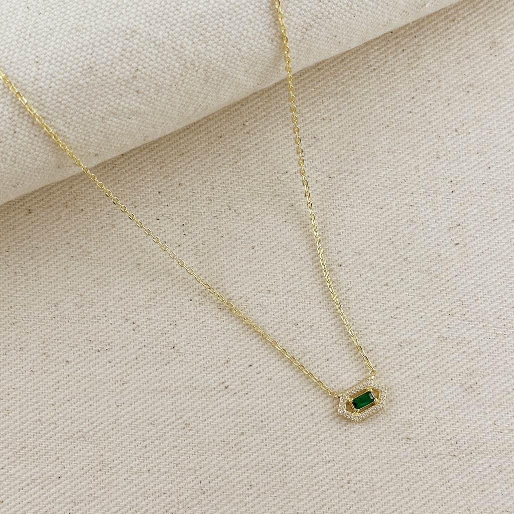 18k Gold Filled Fancy Birthstone Baguette Necklace by GoldFi