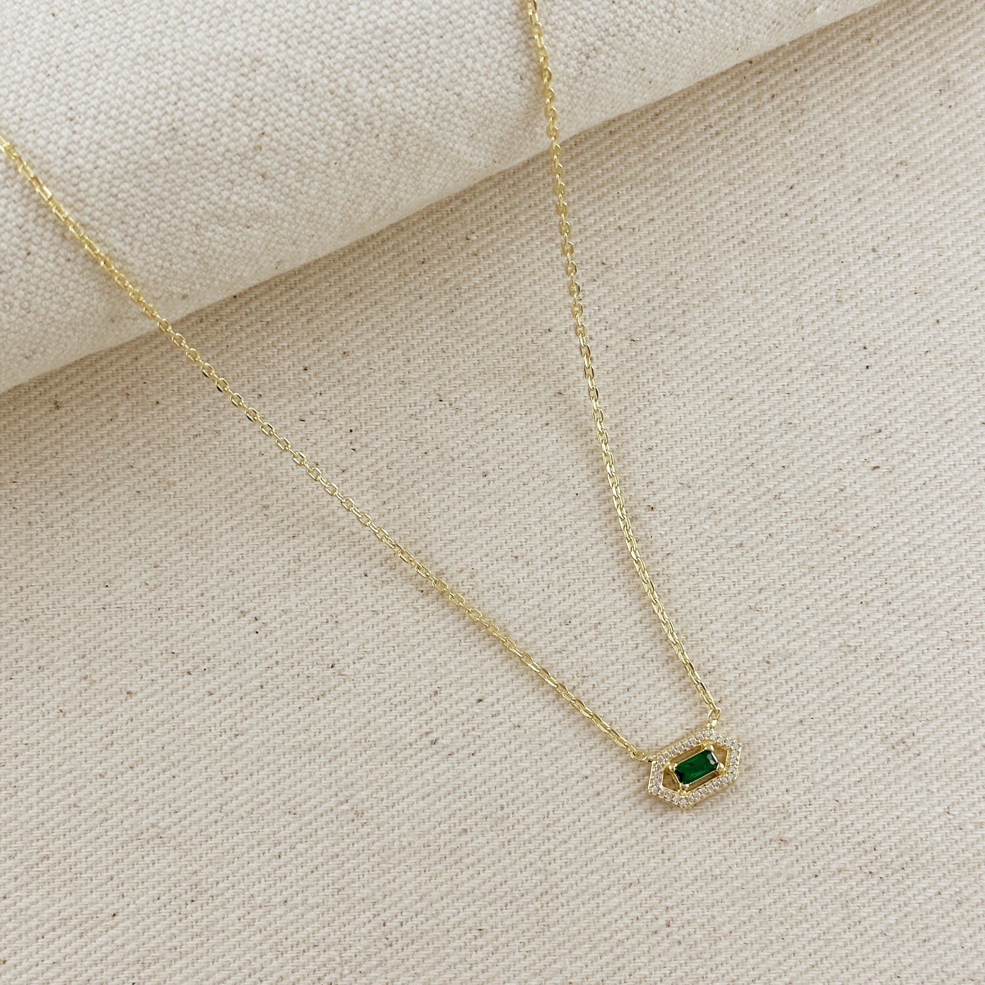 18k Gold Filled Fancy Birthstone Baguette Necklace by GoldFi