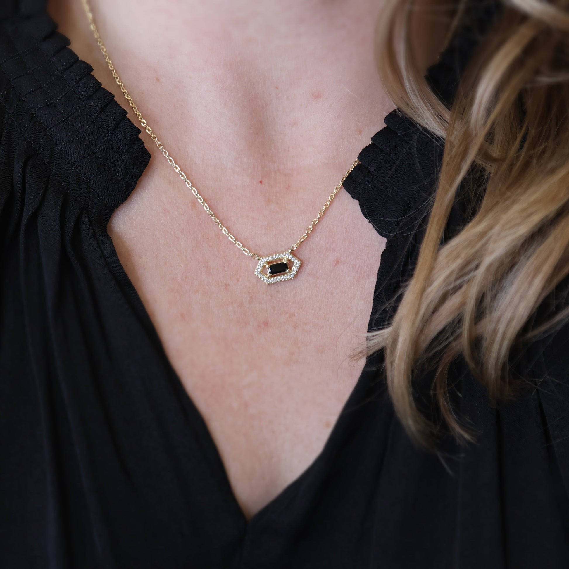 18k Gold Filled Fancy Birthstone Baguette Necklace by GoldFi