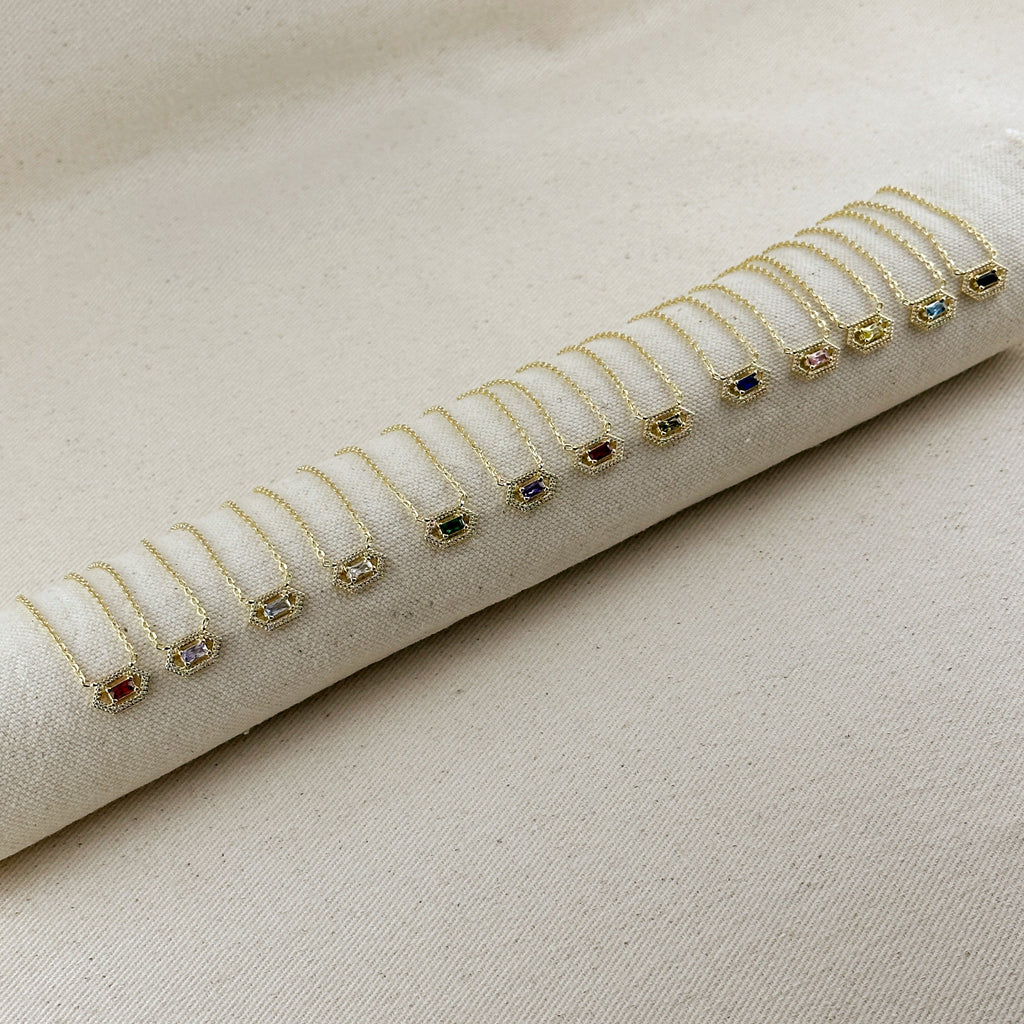 18k Gold Filled Fancy Birthstone Baguette Necklace by GoldFi