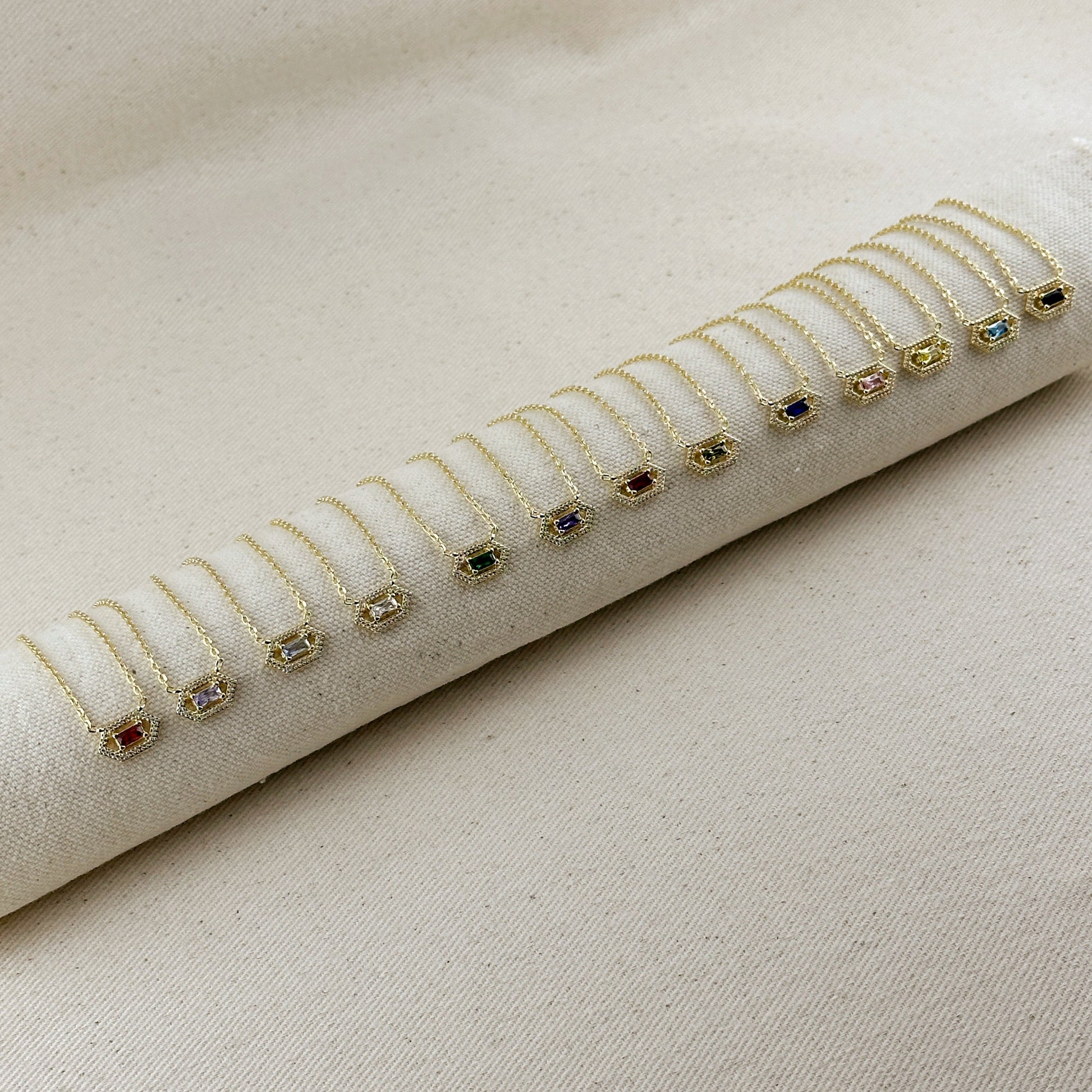 18k Gold Filled Fancy Birthstone Baguette Necklace by GoldFi