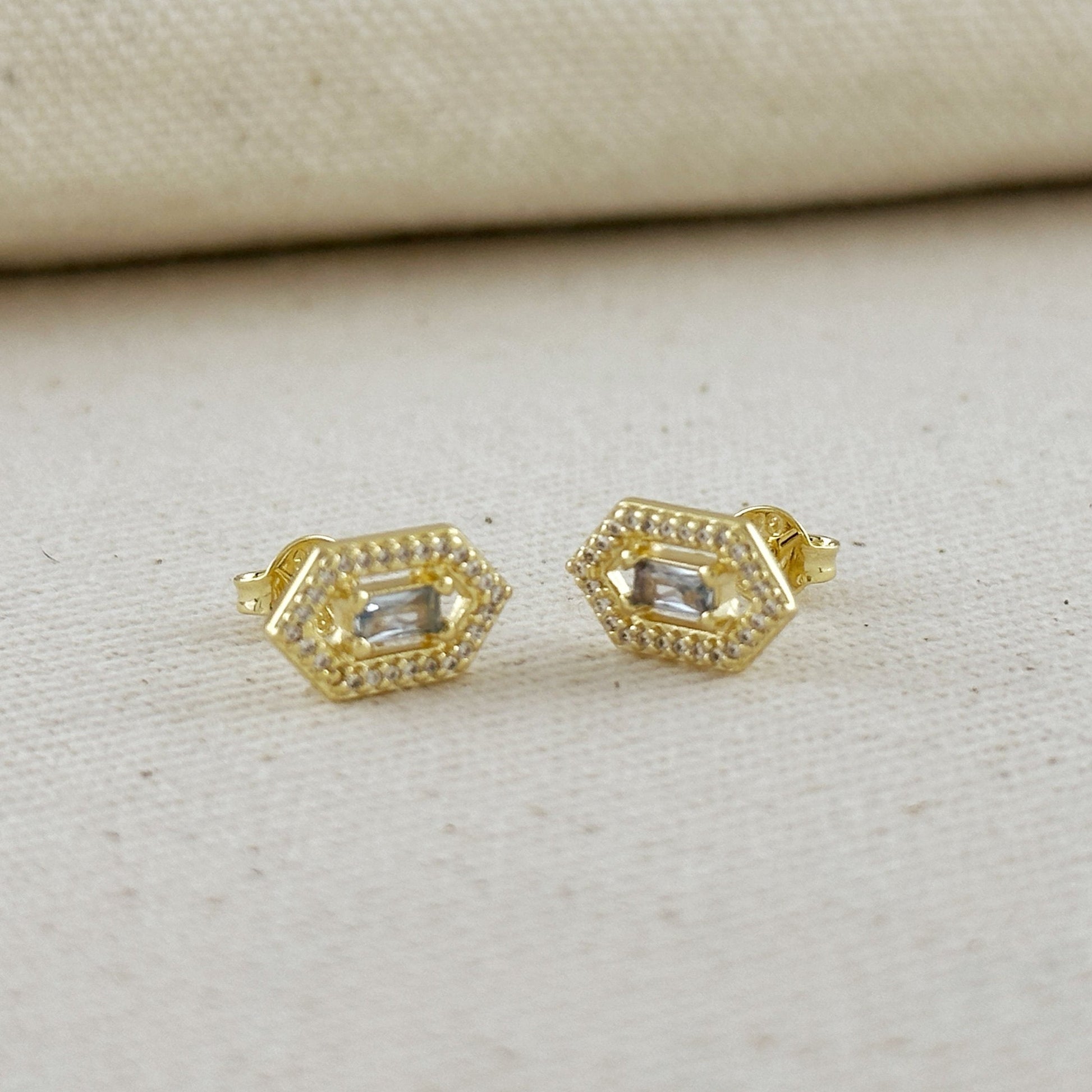 18k Gold Filled Fancy Birthstone Baguette Earrings by GoldFi