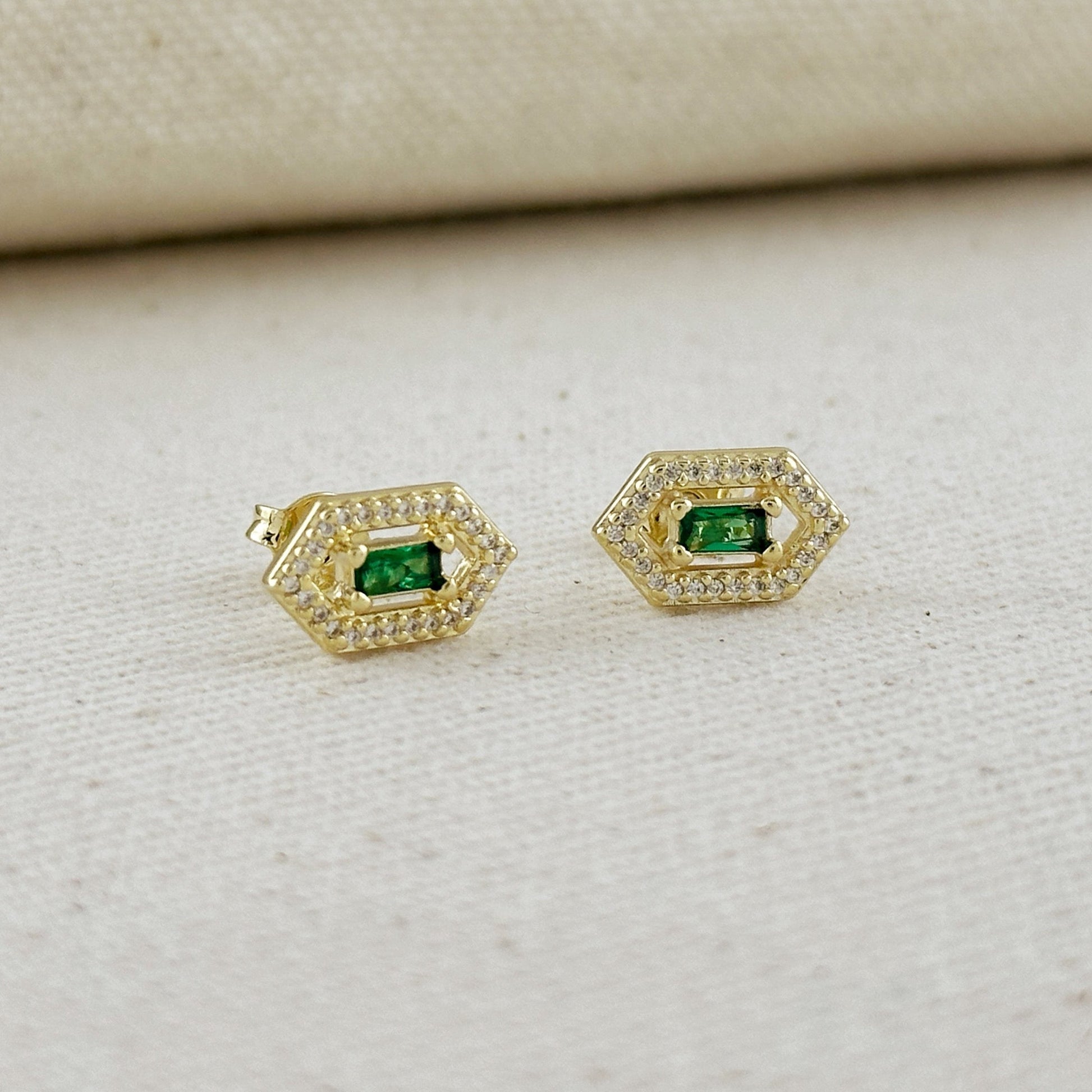 18k Gold Filled Fancy Birthstone Baguette Earrings by GoldFi