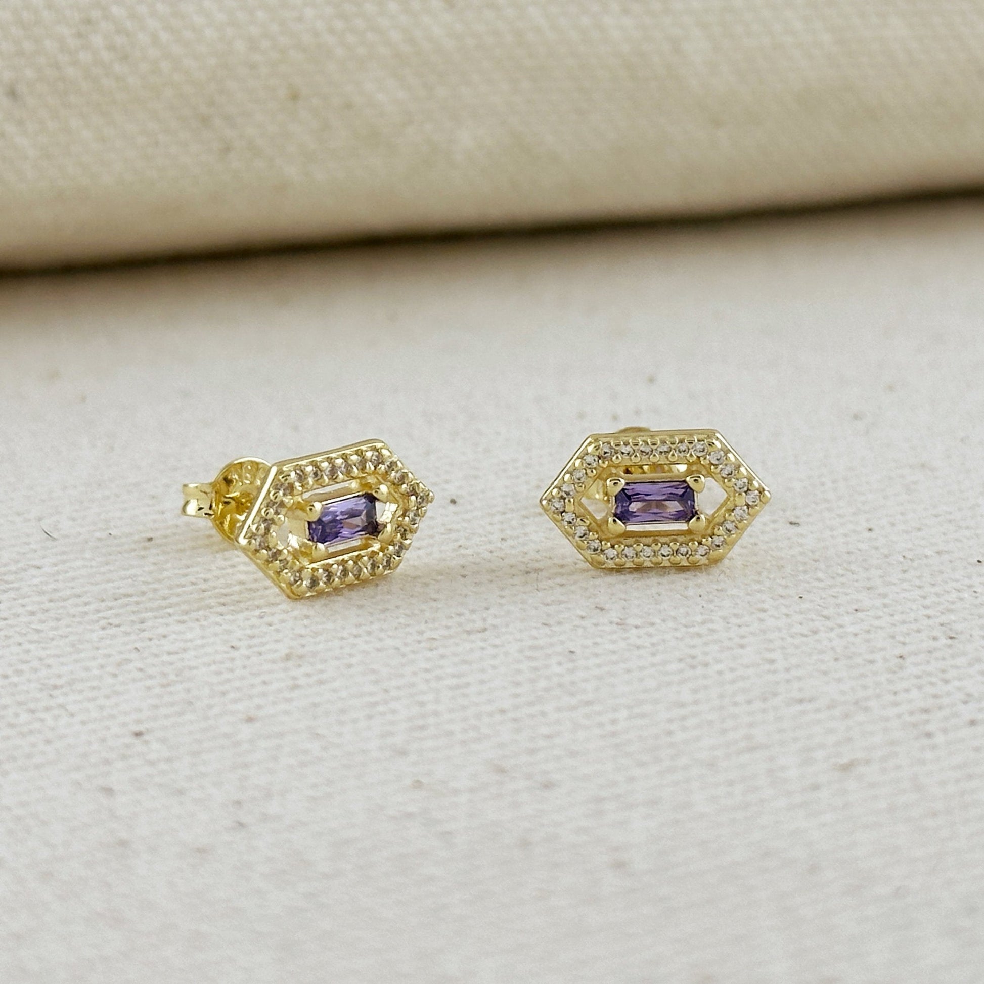 18k Gold Filled Fancy Birthstone Baguette Earrings by GoldFi