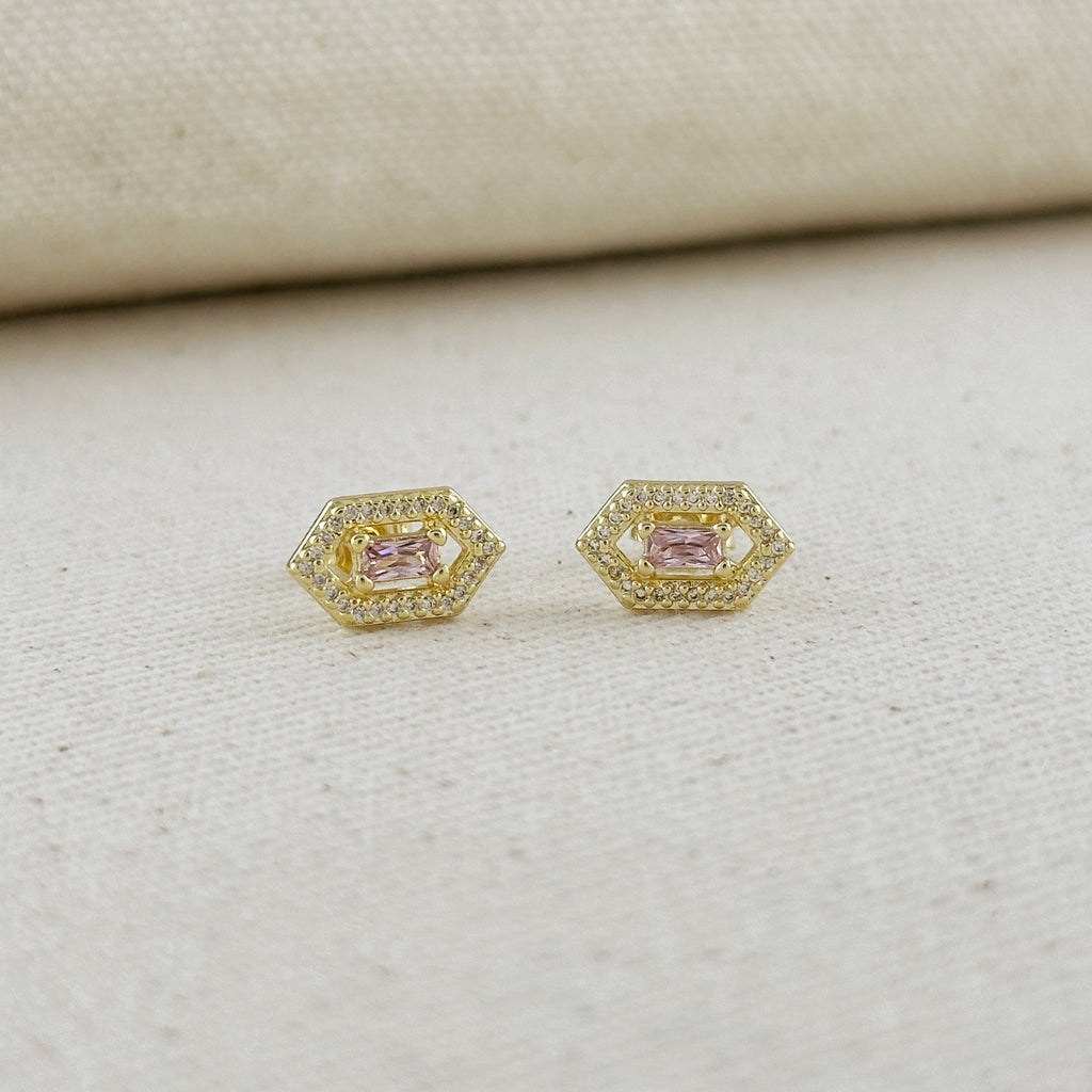 18k Gold Filled Fancy Birthstone Baguette Earrings by GoldFi