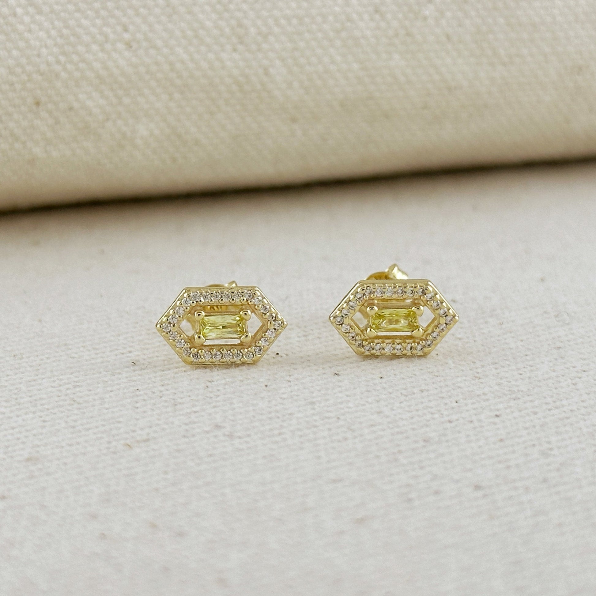 18k Gold Filled Fancy Birthstone Baguette Earrings by GoldFi