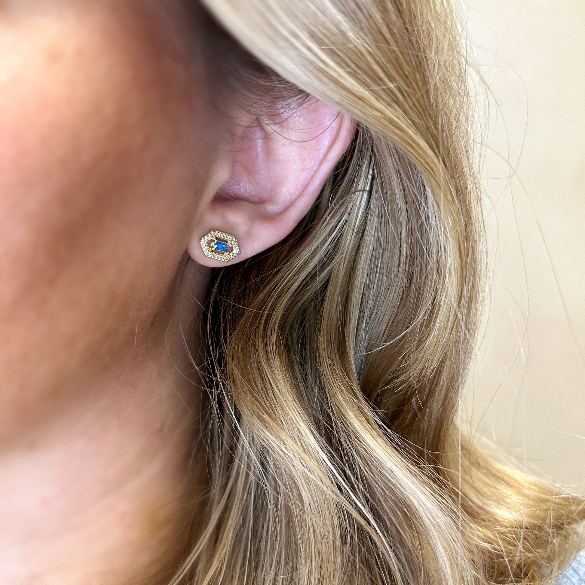 18k Gold Filled Fancy Birthstone Baguette Earrings by GoldFi