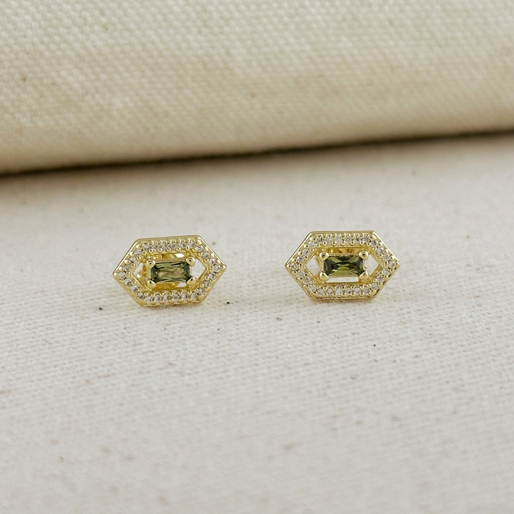 18k Gold Filled Fancy Birthstone Baguette Earrings by GoldFi