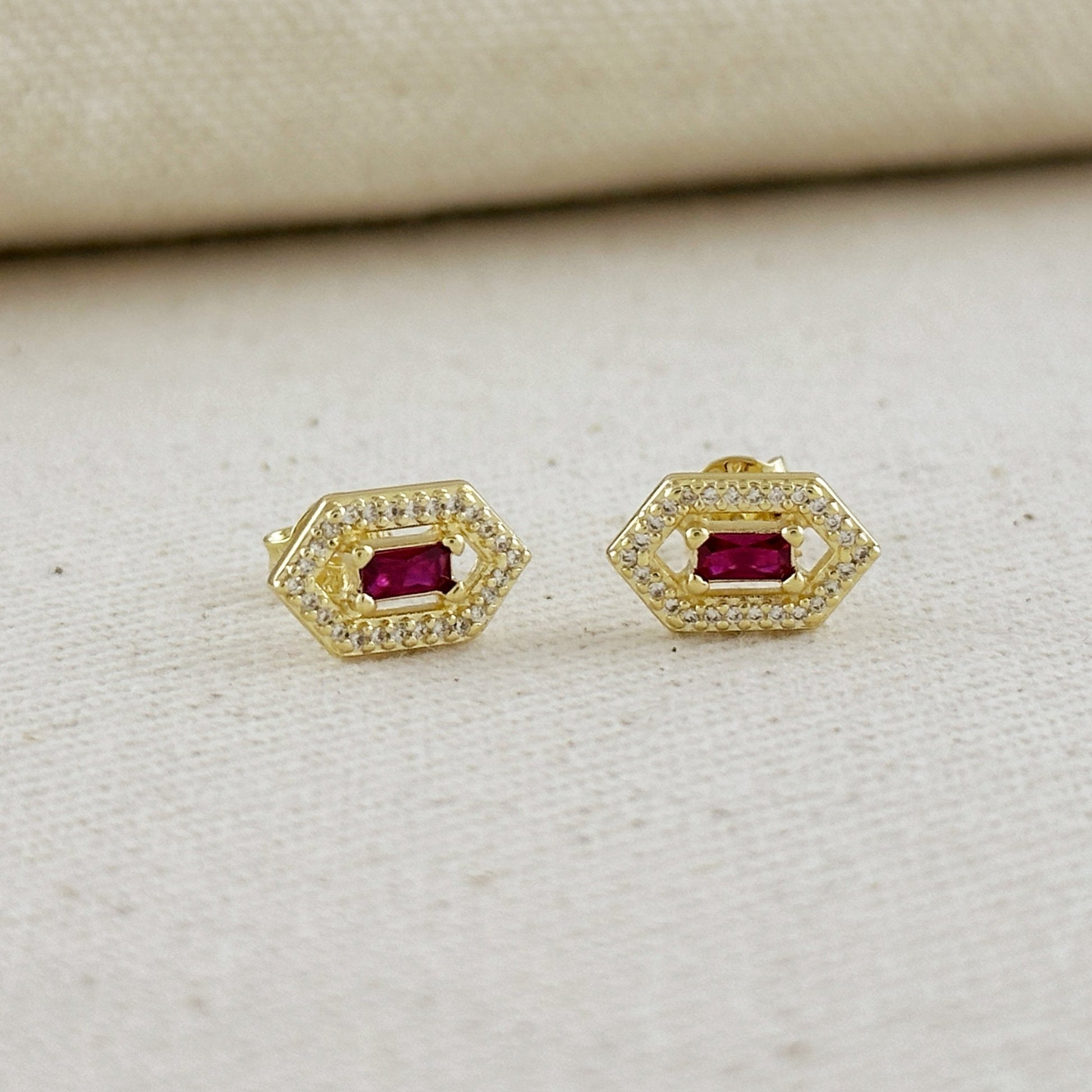 18k Gold Filled Fancy Birthstone Baguette Earrings by GoldFi