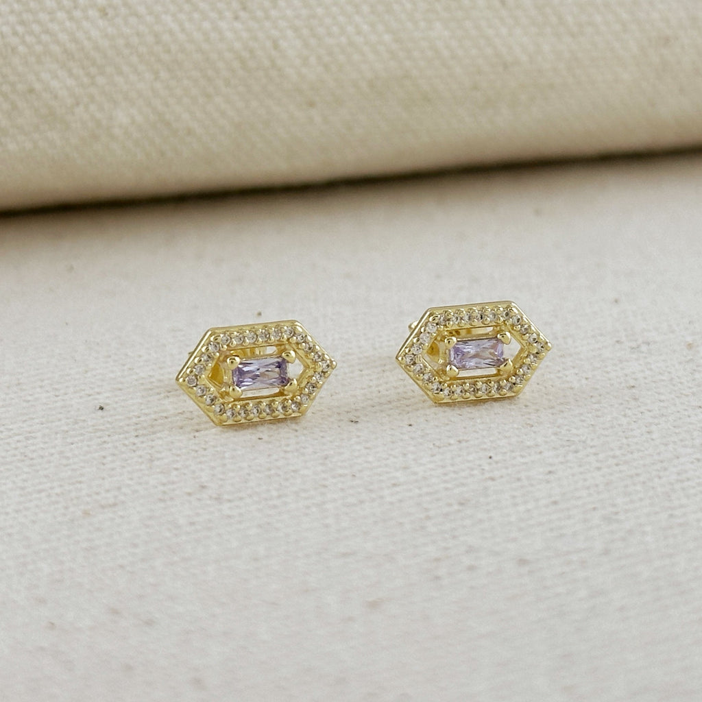 18k Gold Filled Fancy Birthstone Baguette Earrings by GoldFi