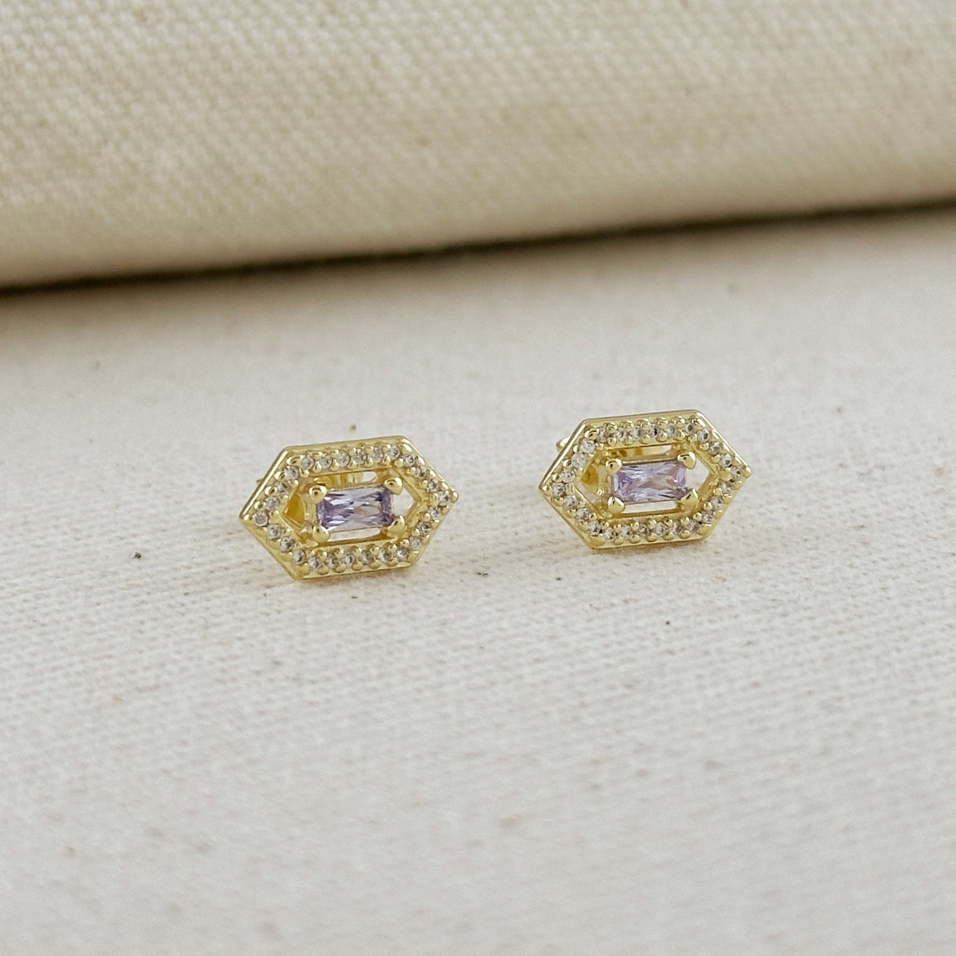18k Gold Filled Fancy Birthstone Baguette Earrings by GoldFi