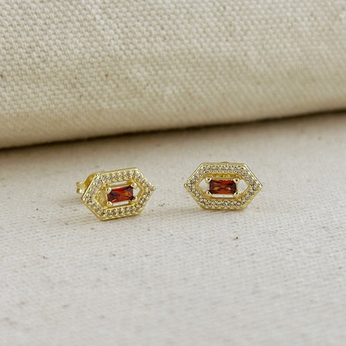 18k Gold Filled Fancy Birthstone Baguette Earrings by GoldFi