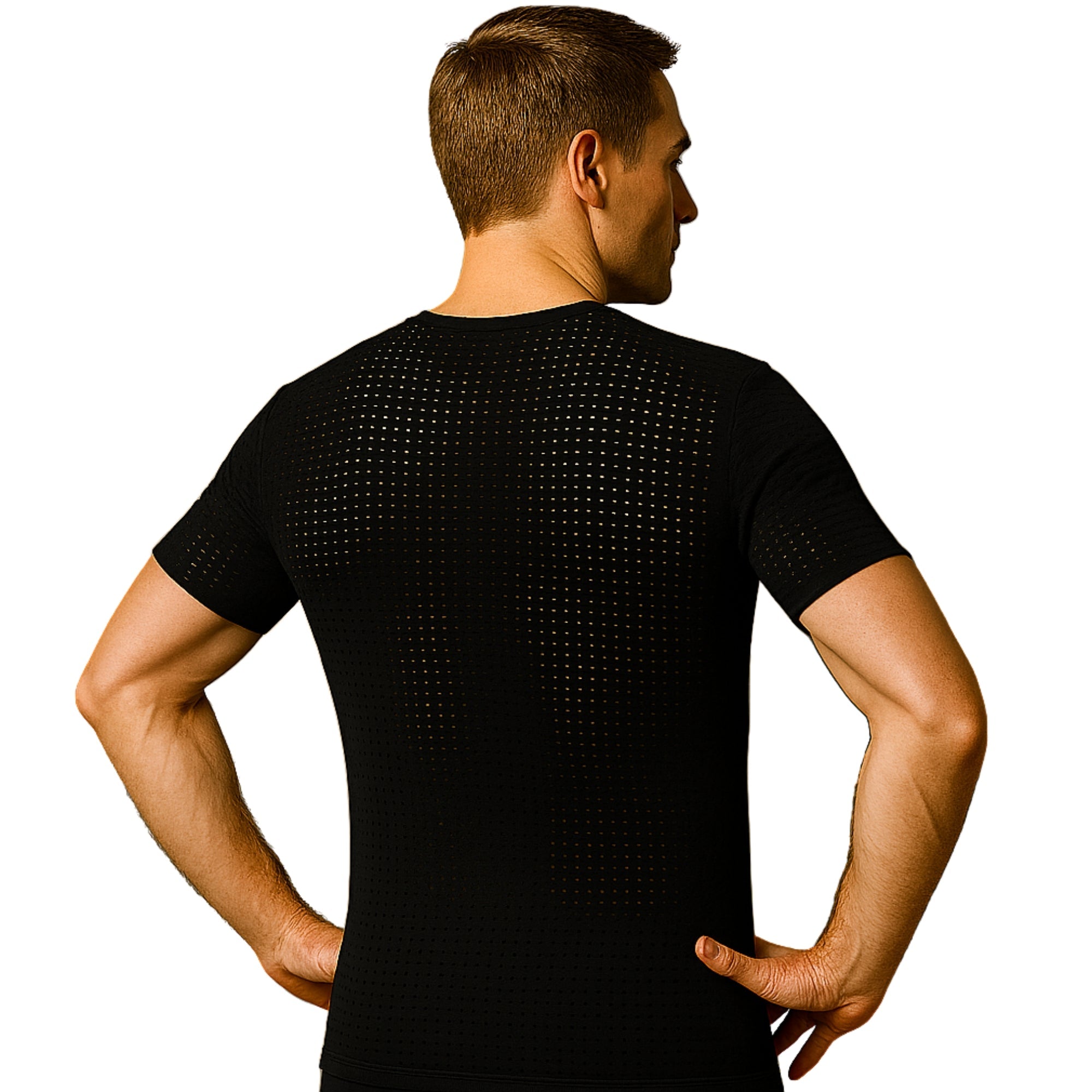 Insta Slim Men's Hollow-Out Mesh Short Sleeve Crewneck T-Shirt – 103TS0001