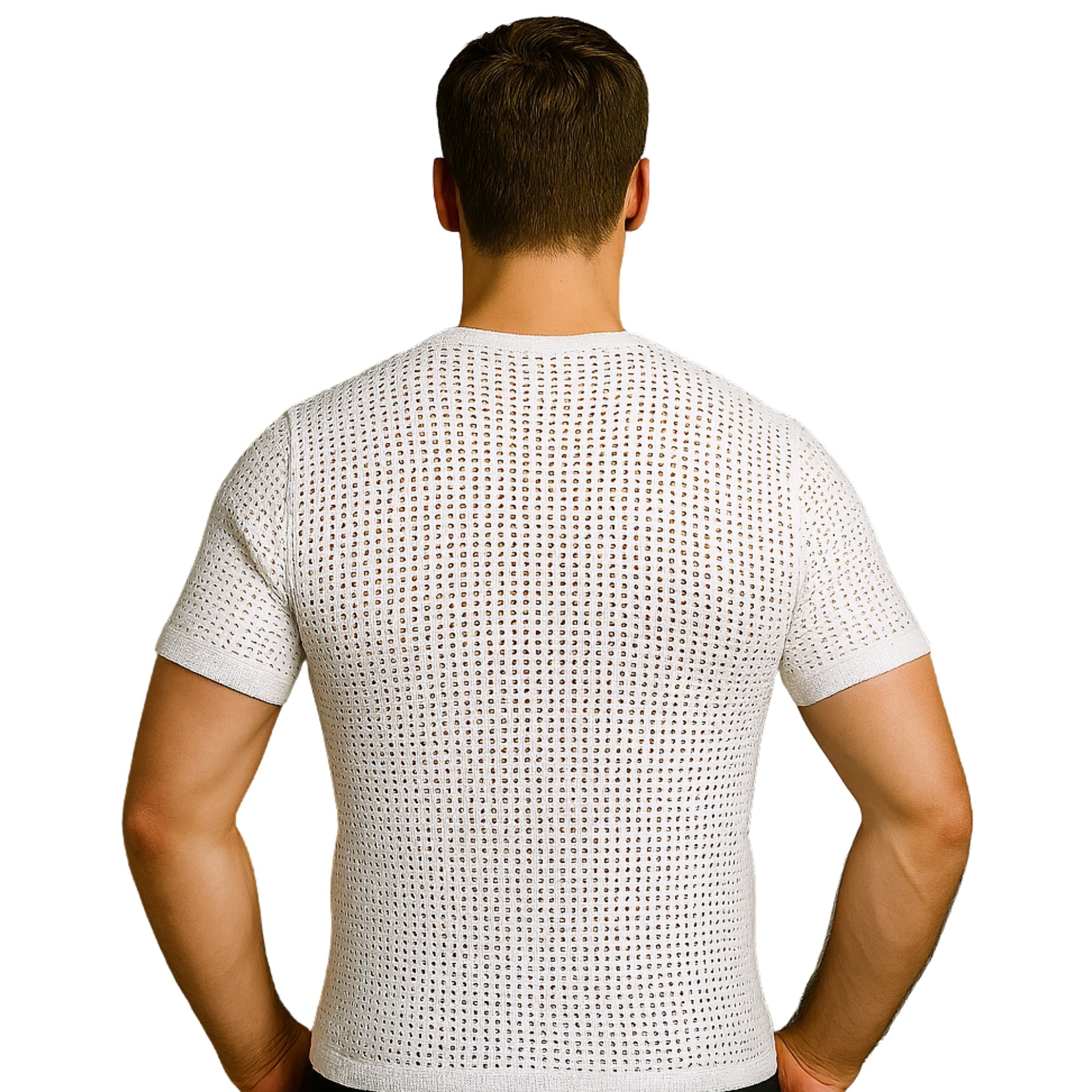Insta Slim Men's Hollow-Out Mesh Short Sleeve Crewneck T-Shirt – 103TS0001