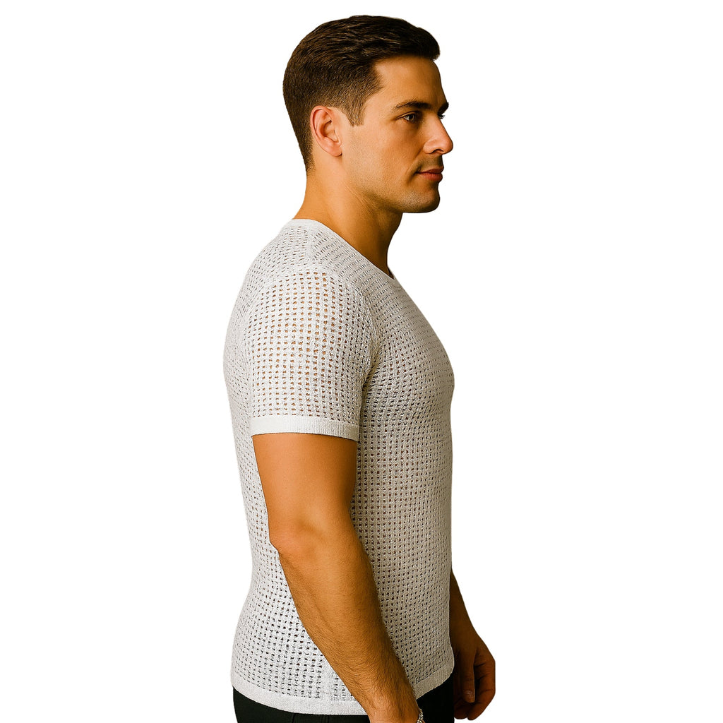 Insta Slim Men's Hollow-Out Mesh Short Sleeve Crewneck T-Shirt – 103TS0001