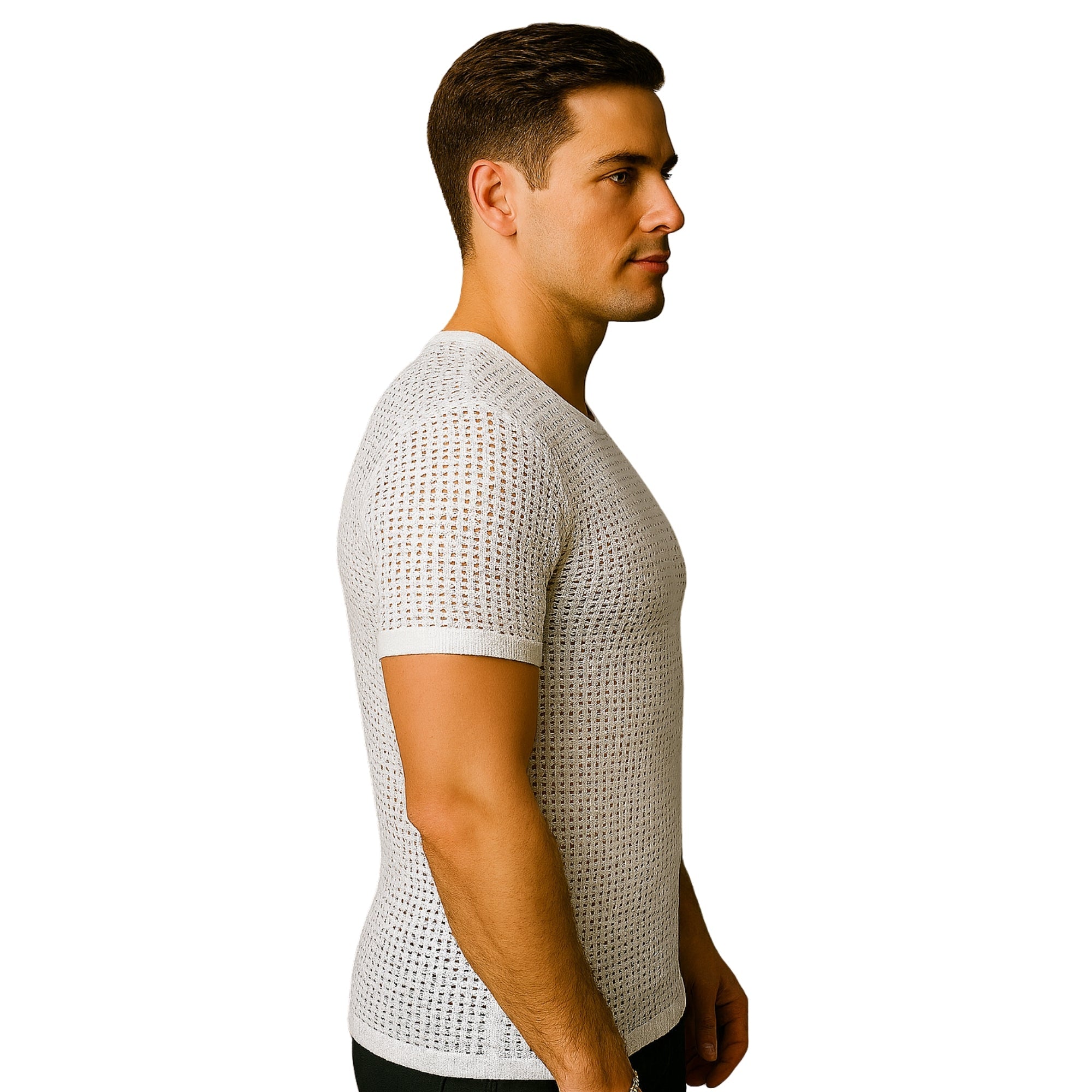 Insta Slim Men's Hollow-Out Mesh Short Sleeve Crewneck T-Shirt – 103TS0001