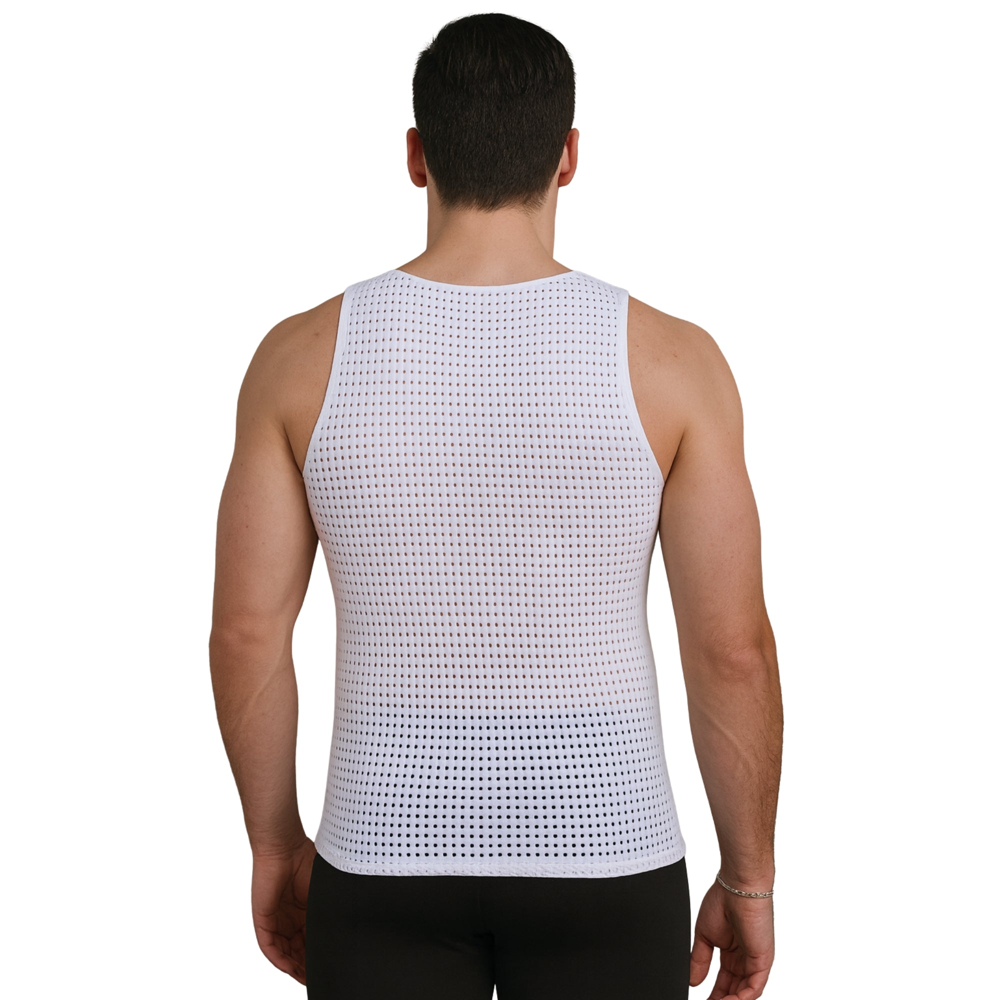 Insta Slim Men's Hollow-Out Mesh Sleeveless V-Neck Tank – 103VS00N1