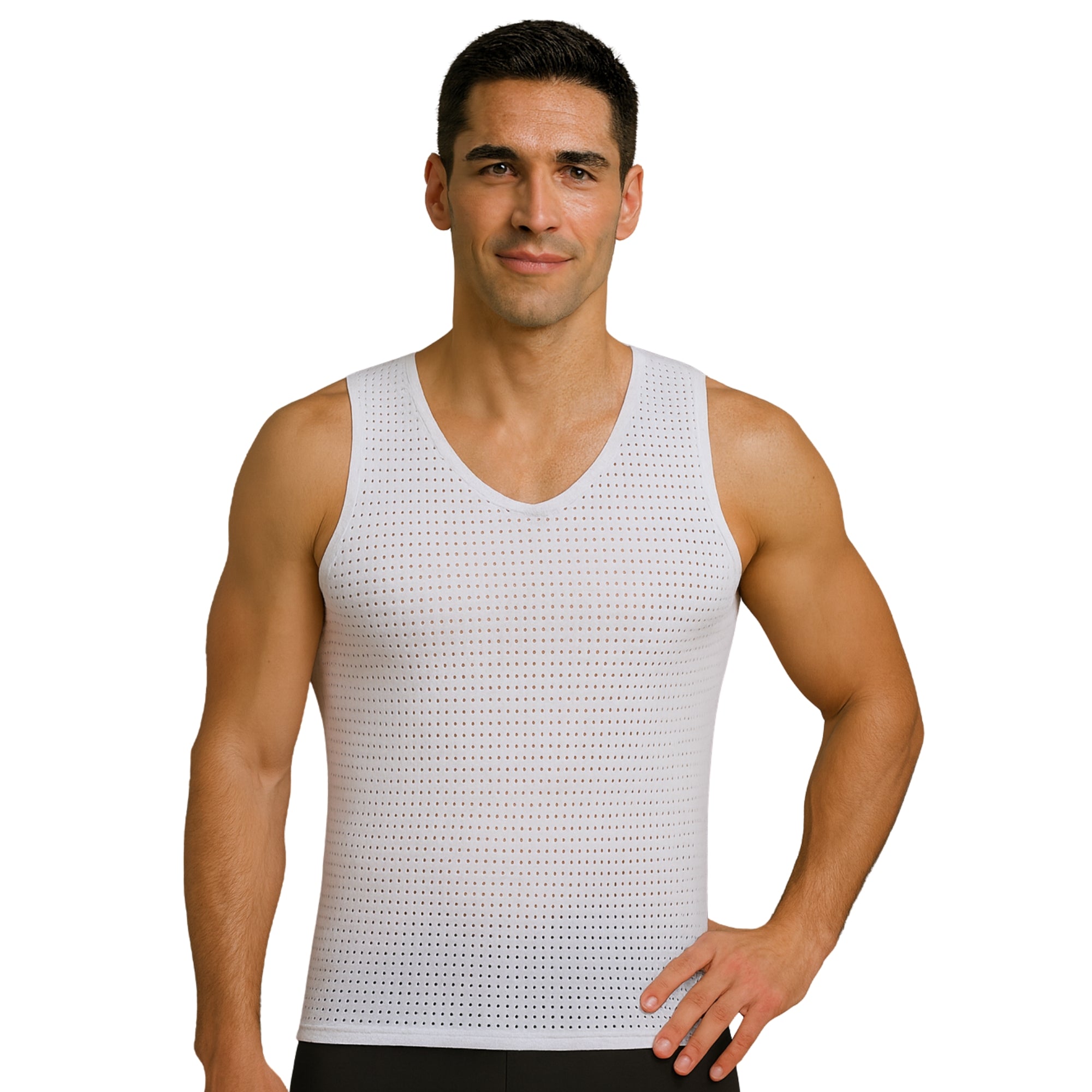 Insta Slim Men's Hollow-Out Mesh Sleeveless V-Neck Tank – 103VS00N1