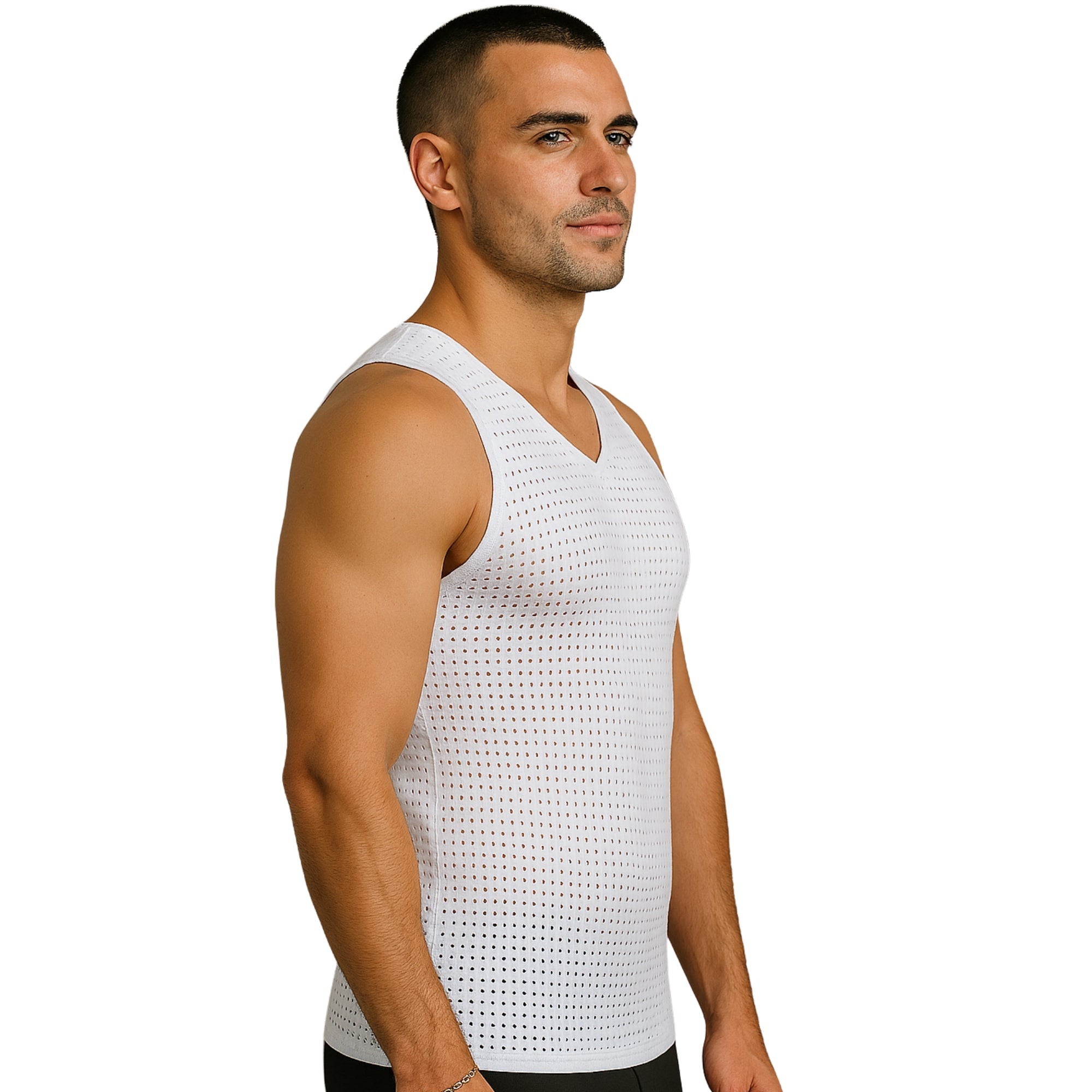 Insta Slim Men's Hollow-Out Mesh Sleeveless V-Neck Tank – 103VS00N1