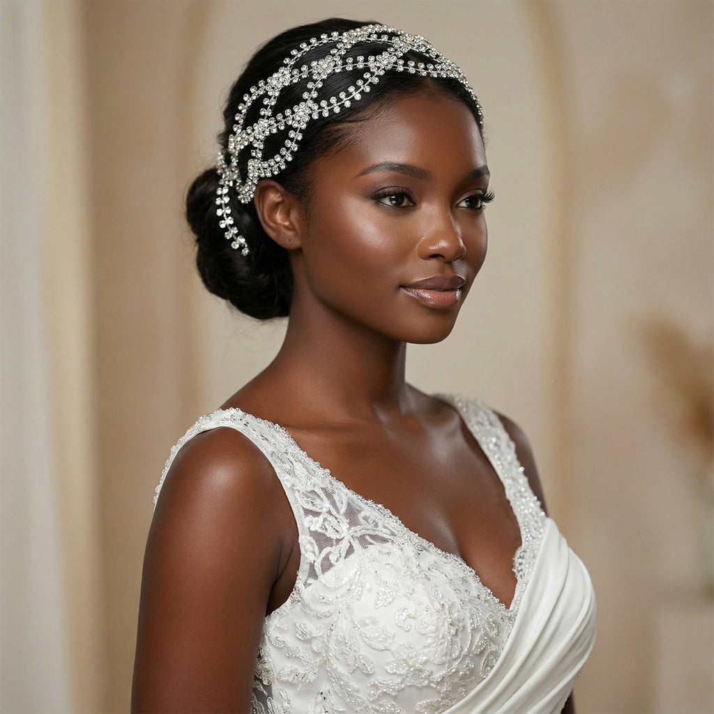 Silver Rhinestone Bridal Tiara Wedding Headpiece - Bridella BHP243-S by Bridella