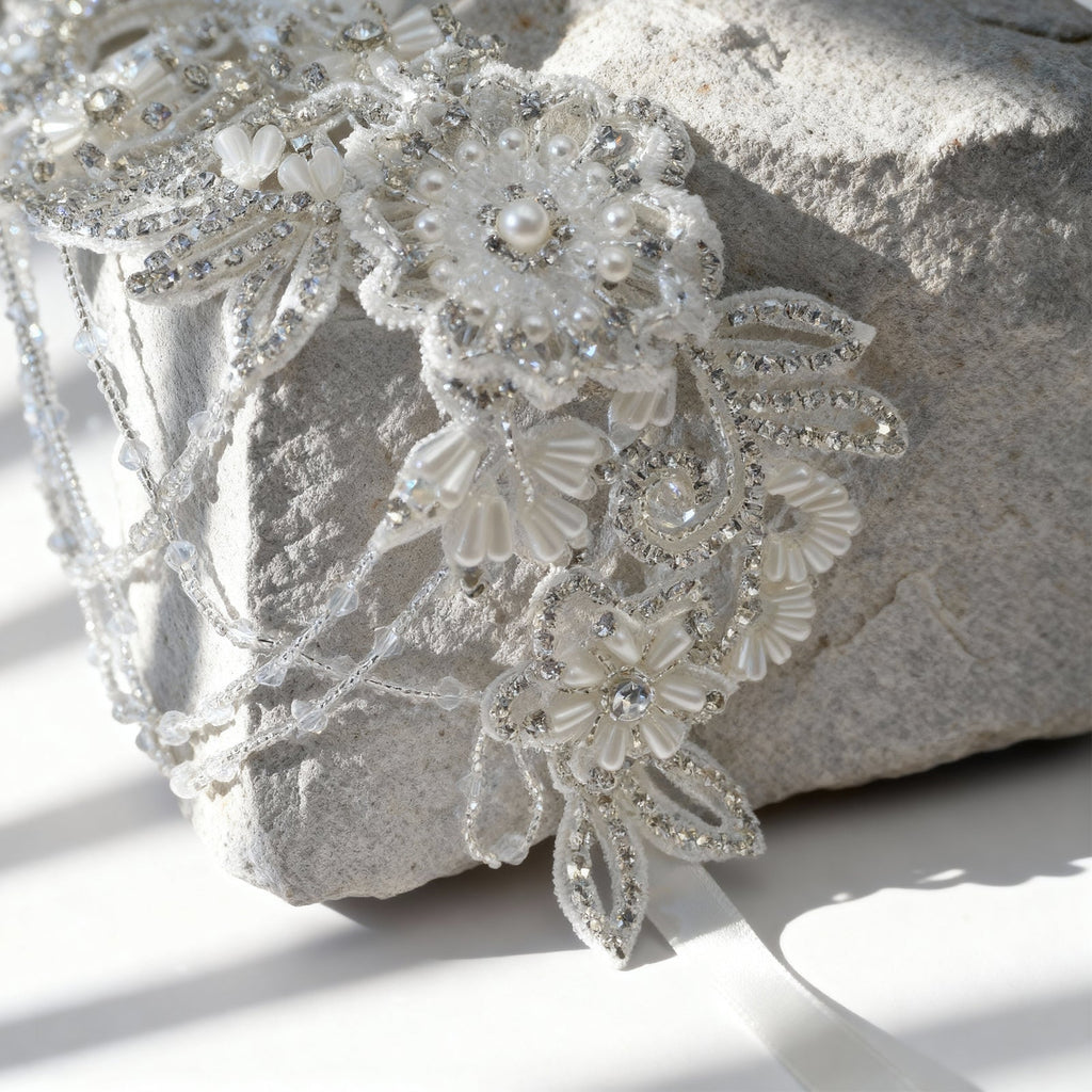 Off White Rhinestone Pearl Bridal Belt Wedding Sash – Bridella BS80 by Bridella