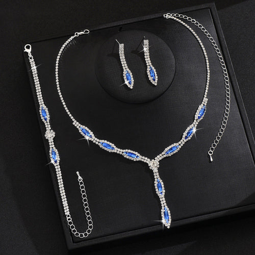 Chinese Wedding Bridal Jewelry Necklace Earrings 3-Piece Suit Banquet Dress Fashion Versatile Elegant Accessories Wholesale