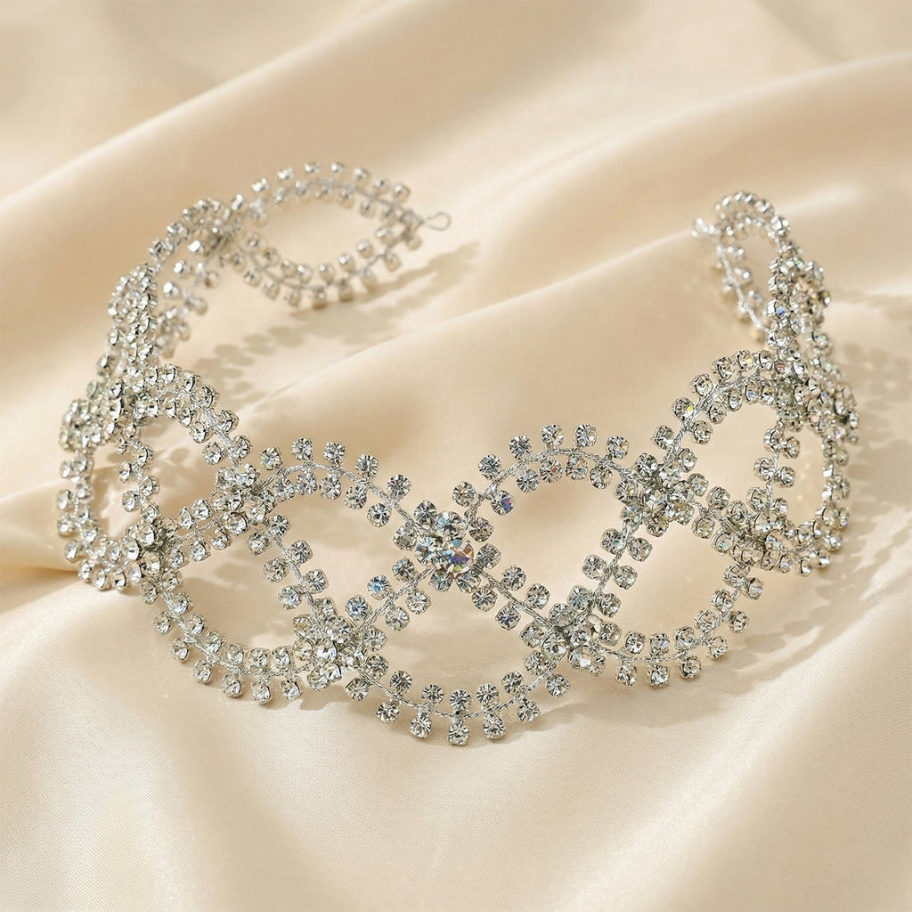 Silver Rhinestone Bridal Tiara Wedding Headpiece - Bridella BHP243-S by Bridella