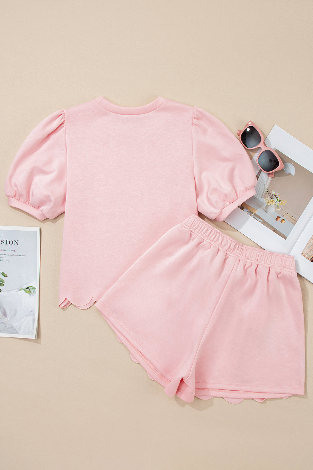 Nova Puff Sleeve Pearl Embellished Scallop Set by Threaded Pear