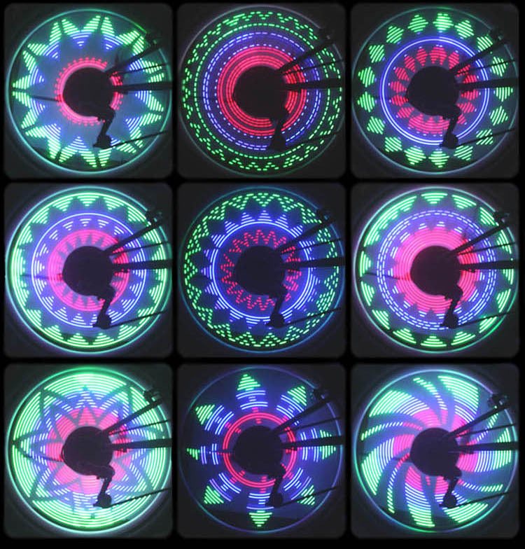 Safety Lights w/ designs for bicycle wheels for riding at night by 510_Athletics LLC